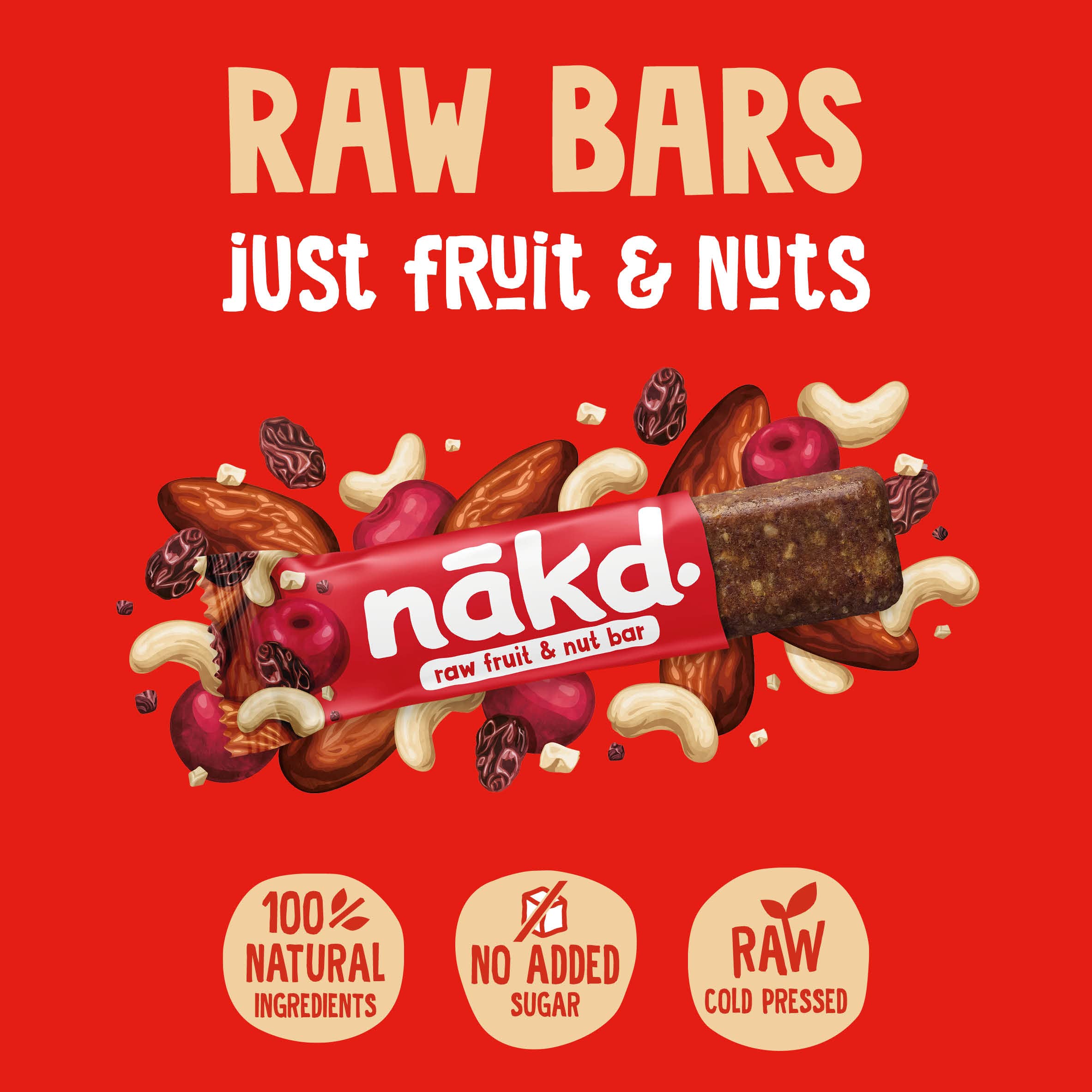 Nakd Bakewell Tart Natural Fruit & Nut Bars - Vegan, Gluten Free, No Added Sugar - 35g x 18 3
