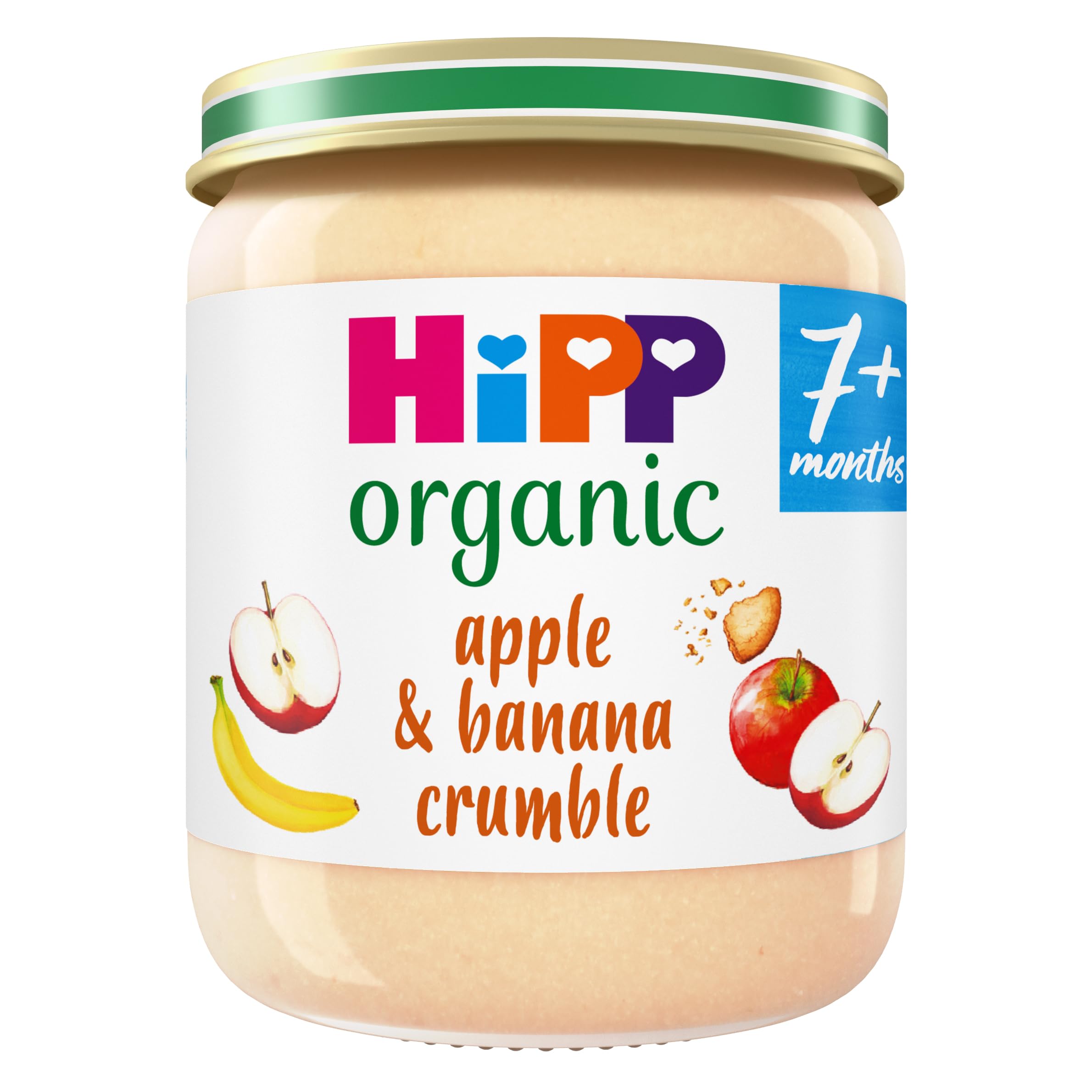 HiPP Organic Apple & Banana Crumble Baby Food Pots - 7+ Months, 6 x 160g Pack
