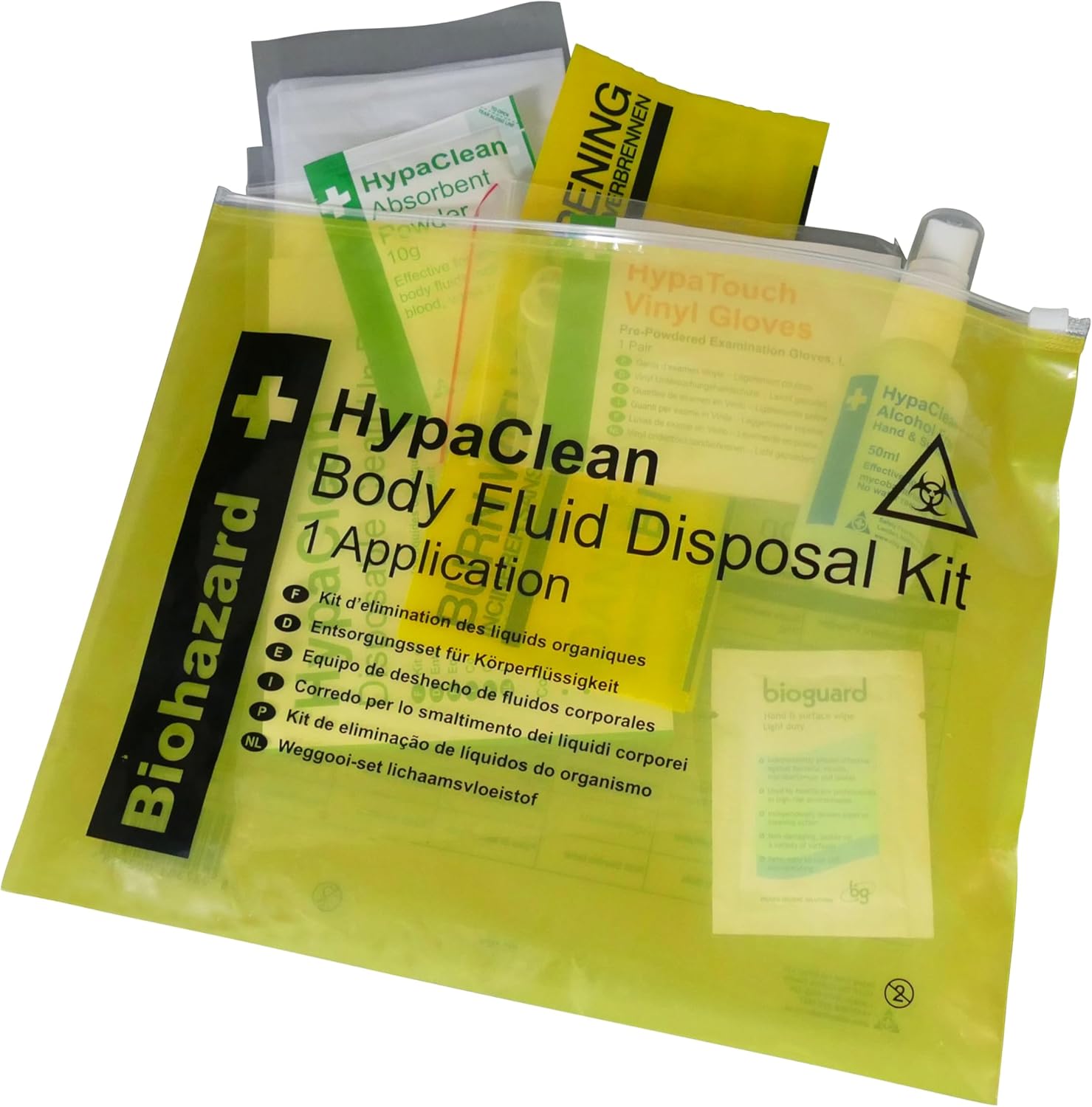 HypaClean - Body Fluid Disposal Kit (Single Use) with Vinyl Wallet