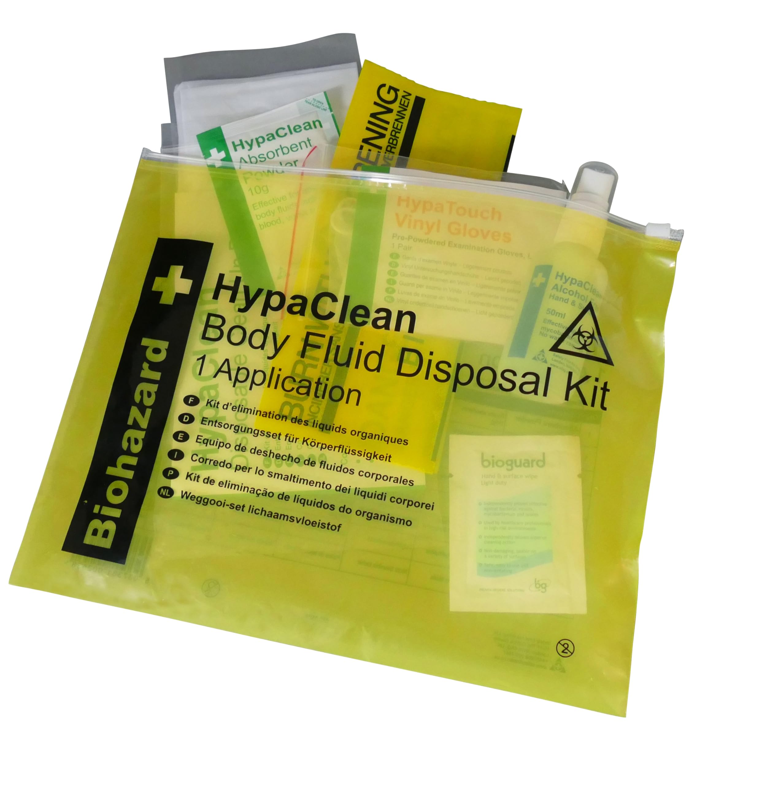 Safety First Aid Group HypaClean Body Fluid Disposal Kit - Single Use, Compact, Yellow 1