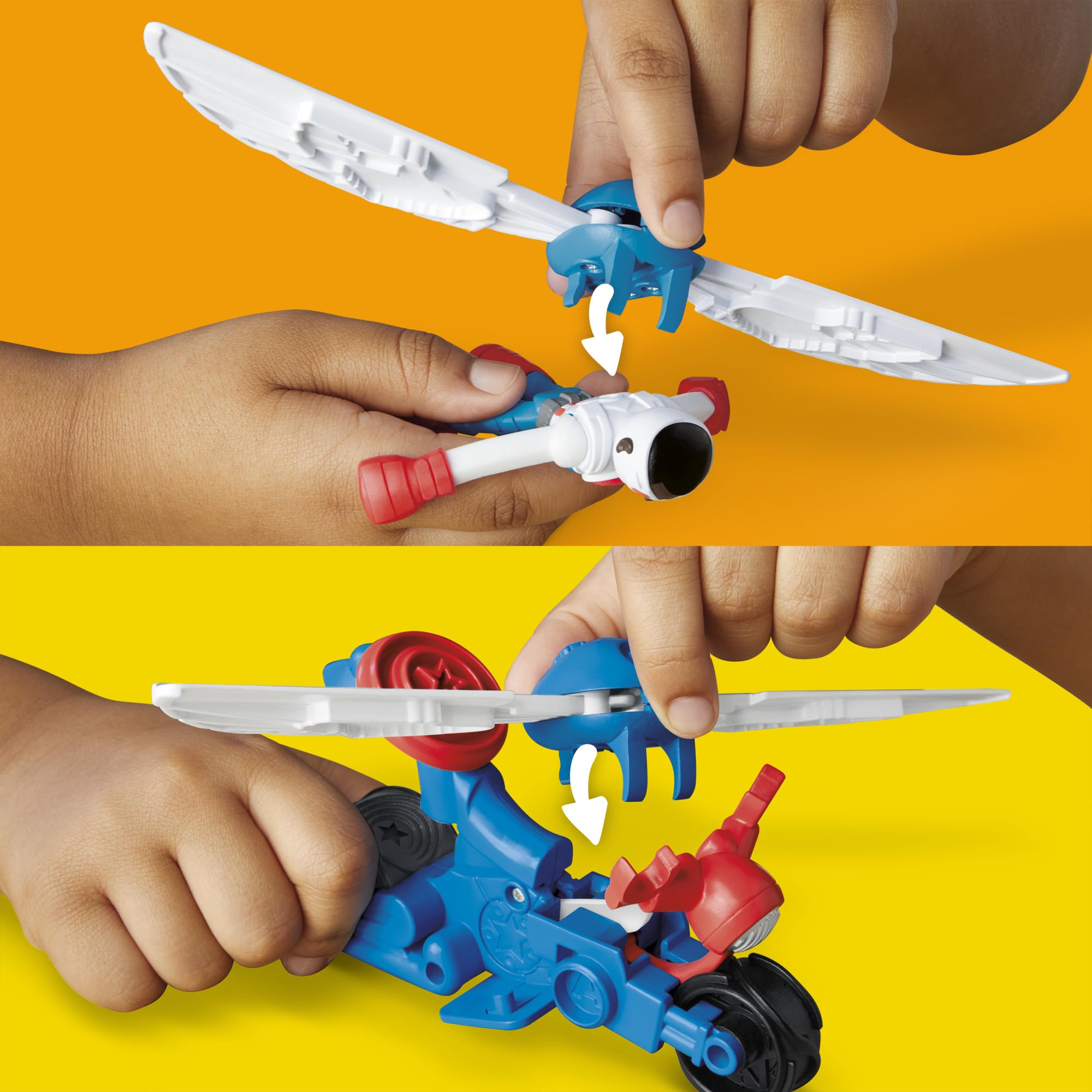 Play-Doh Marvel Captain America Moto-Slicer Playset - Bendy Figure, Motorbike Tool & 3 Tubs, Ages 4+ 6