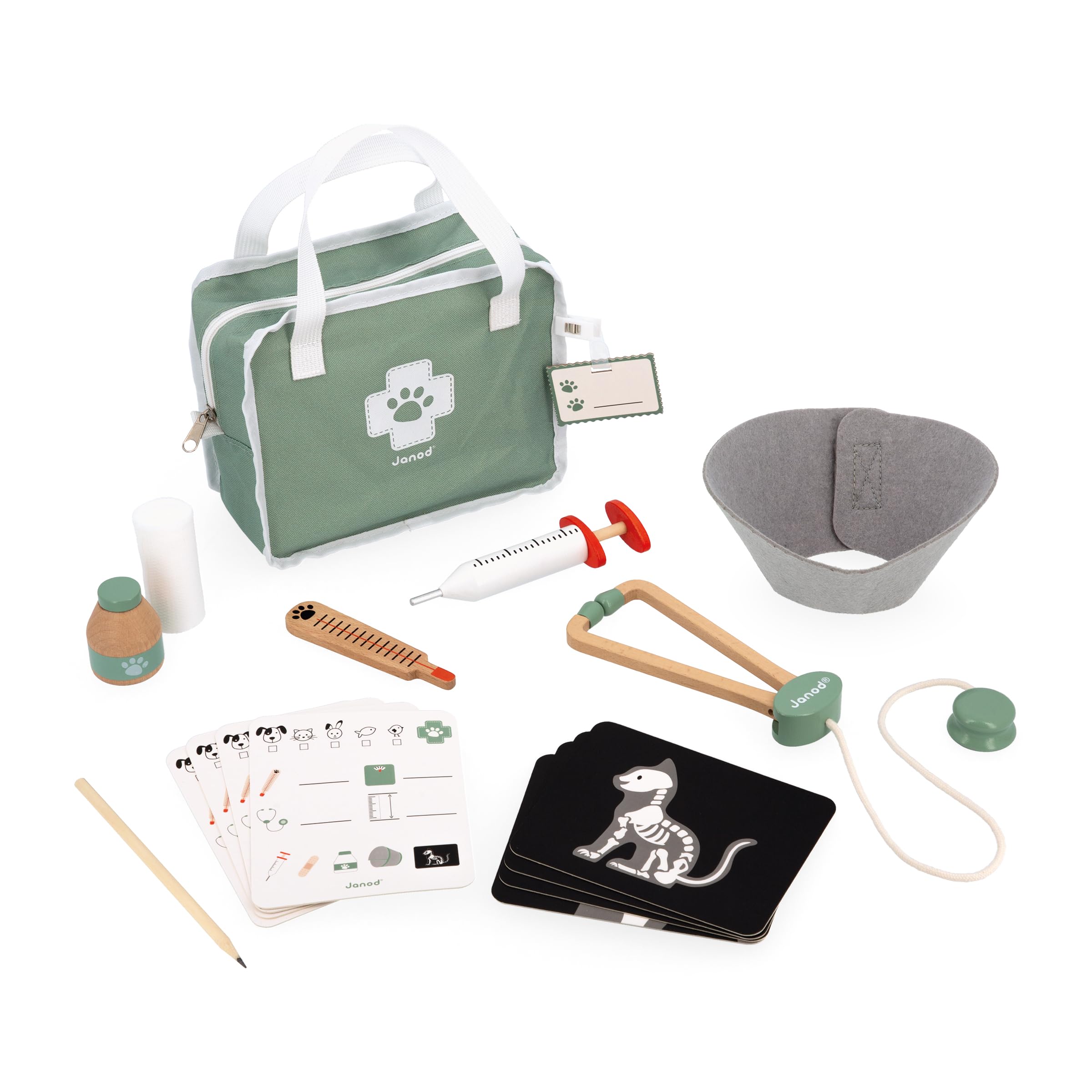 Janod Vet Kit - Pretend Play Occupation Set for Ages 3-8 with 16 Accessories 8