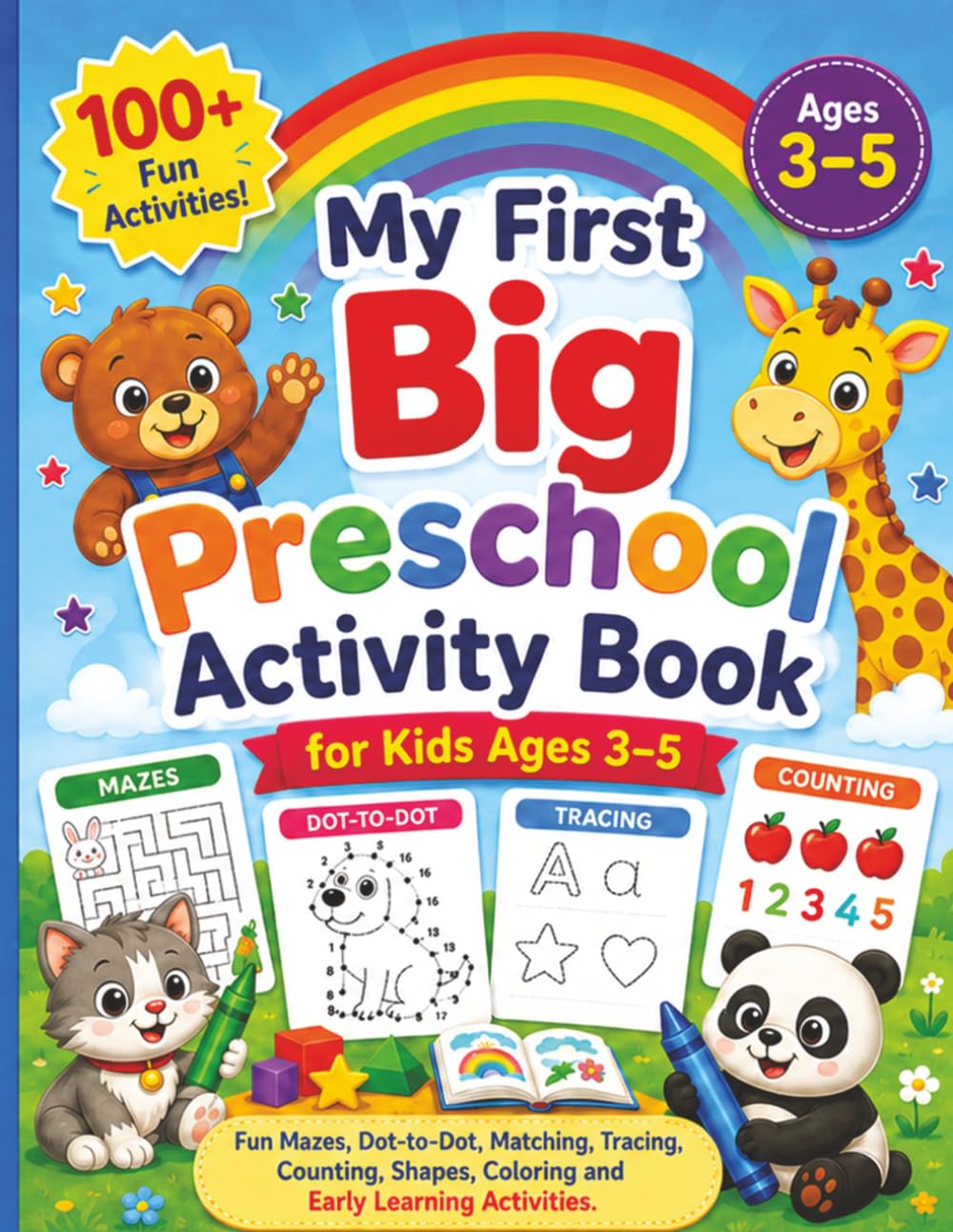 Sunny Sprout Studio My First Big Preschool Activity Book for Kids Ages 3–5 | Mazes, Tracing, Counting