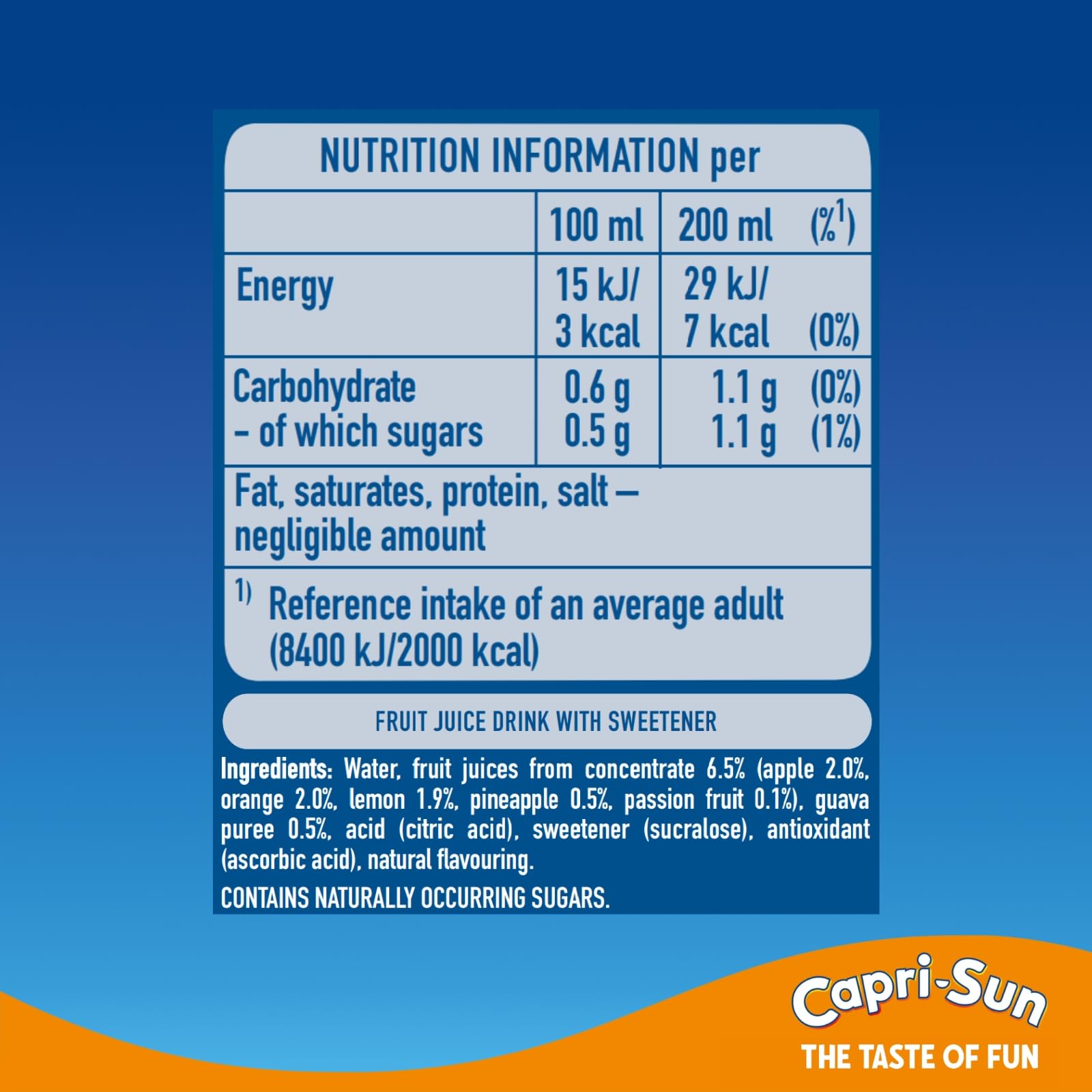Capri-Sun Zero Jungle Kids Juice Drink (8 x 200ml) - No Added Sugar, Made with Real Fruit Juice 8