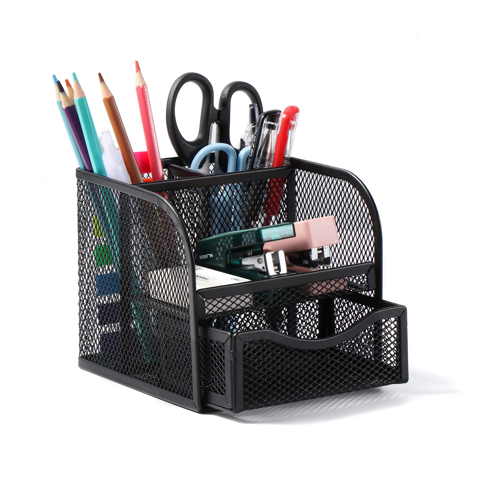 Vinabo Metal Mesh Desk Organiser - 4 Compartments | Tabletop Mount | Space Saving