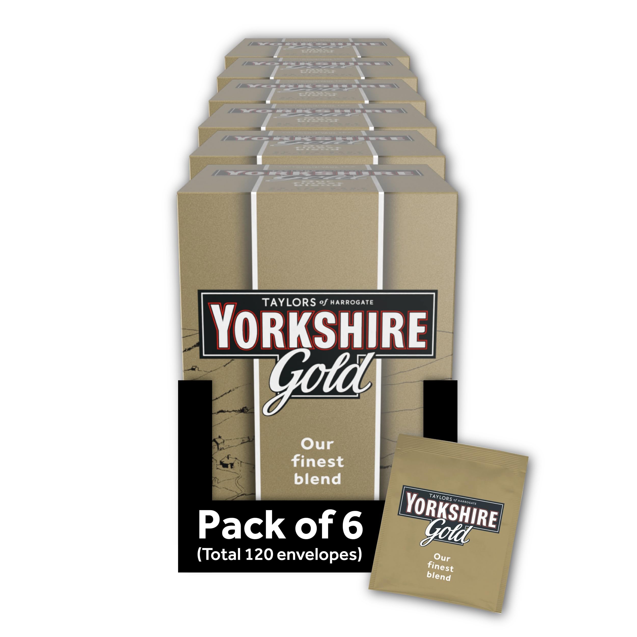 Yorkshire Tea Gold Black Tea Bags - 120 Count (6 Boxes of 20) | Rainforest Alliance Certified 1