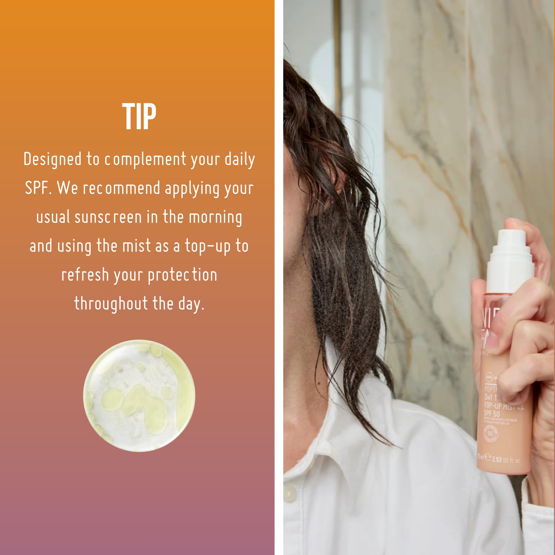 Nip+Fab Peptide Fix 2-in-1 Tone & Top-Up Mist - SPF 50, Hydrating, Plumping | 75 ml 8