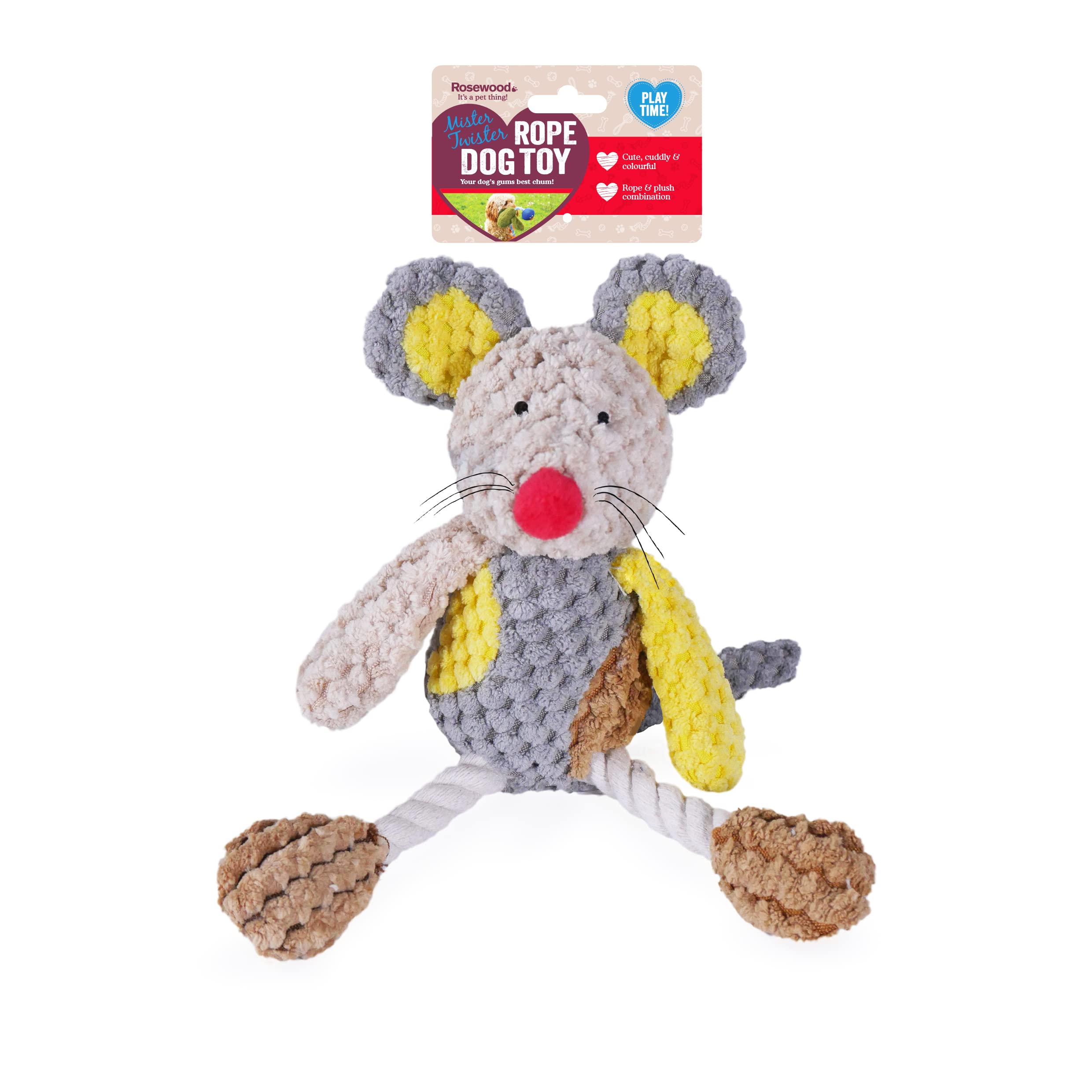 Rosewood Molly Mouse Dog Toy - Soft Plush with Squeaker | Ideal for Small Dogs & Puppies