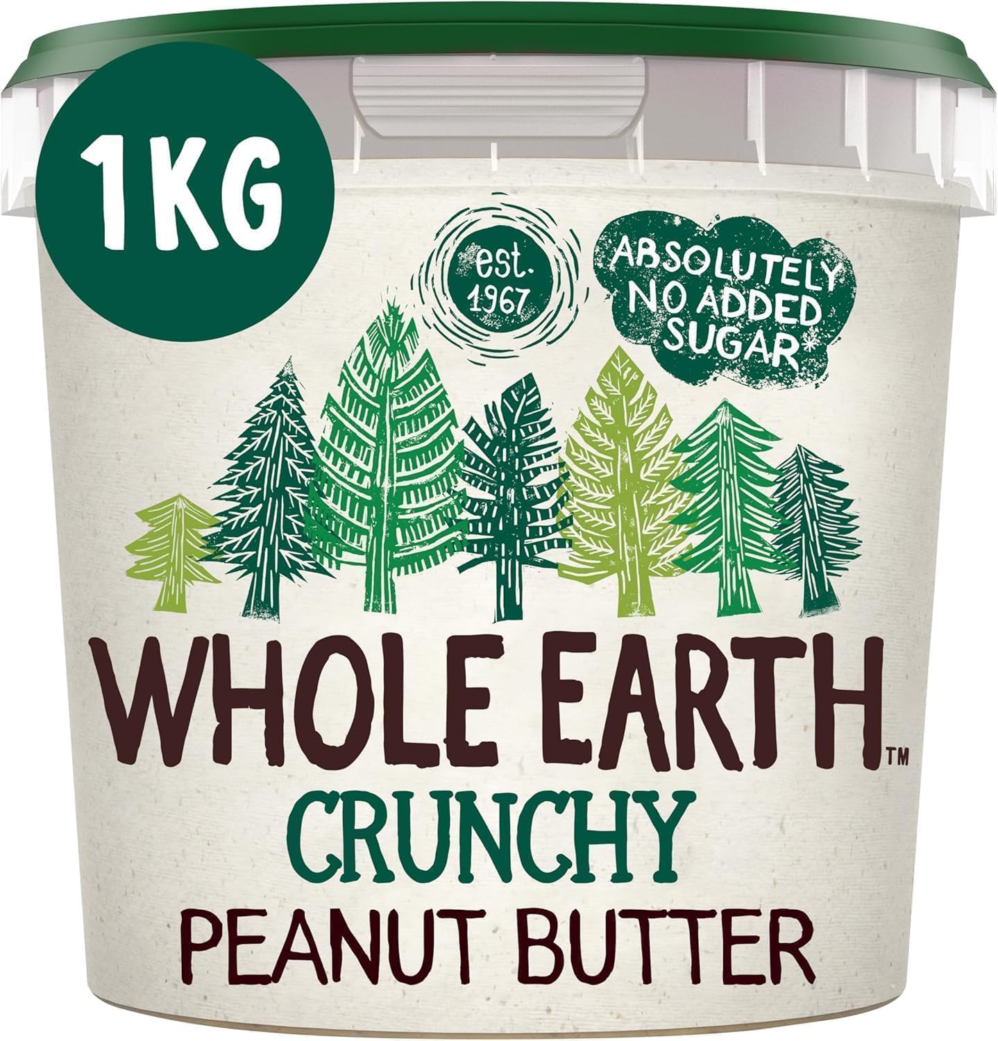 Whole Earth Crunchy Peanut Butter 1 kg - No Added Sugar, High in Fibre, Gluten Free