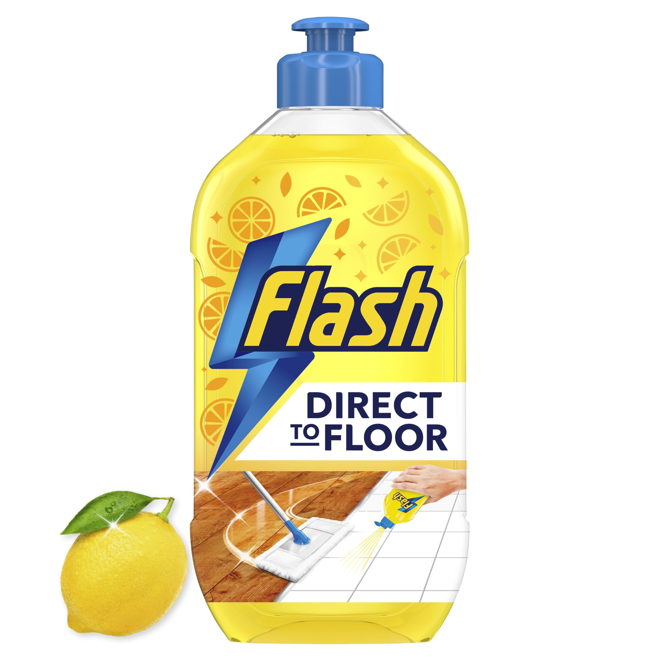 FLASH Direct To Floor Cleaner - Fast Dry & Dirt Removal | Fresh Lemon Zest | 800ML