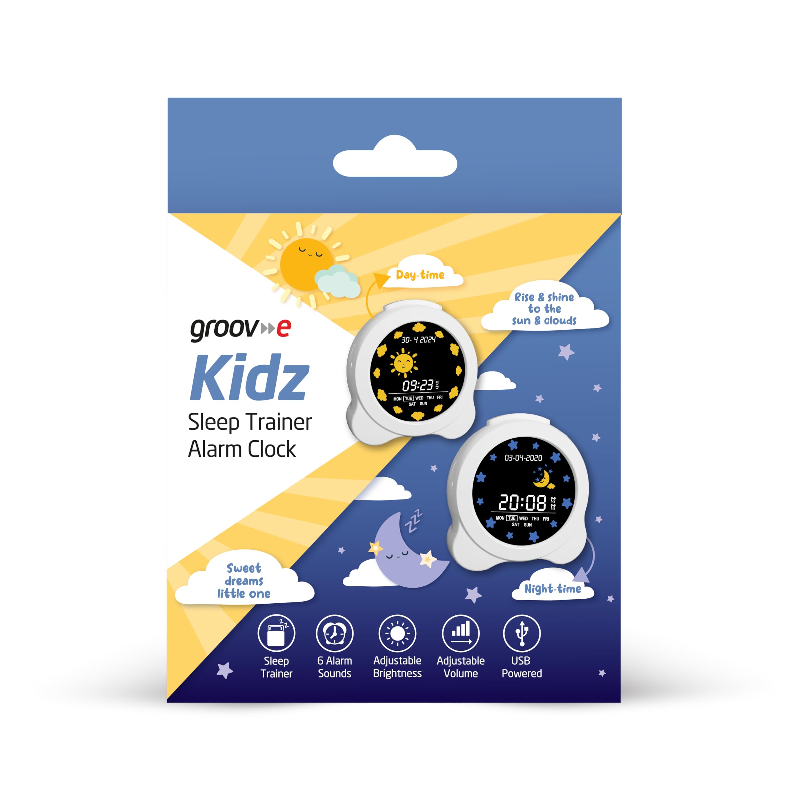 groov e Kidz Sleep Trainer Clock - Educational LCD Alarm Clock for Kids 6