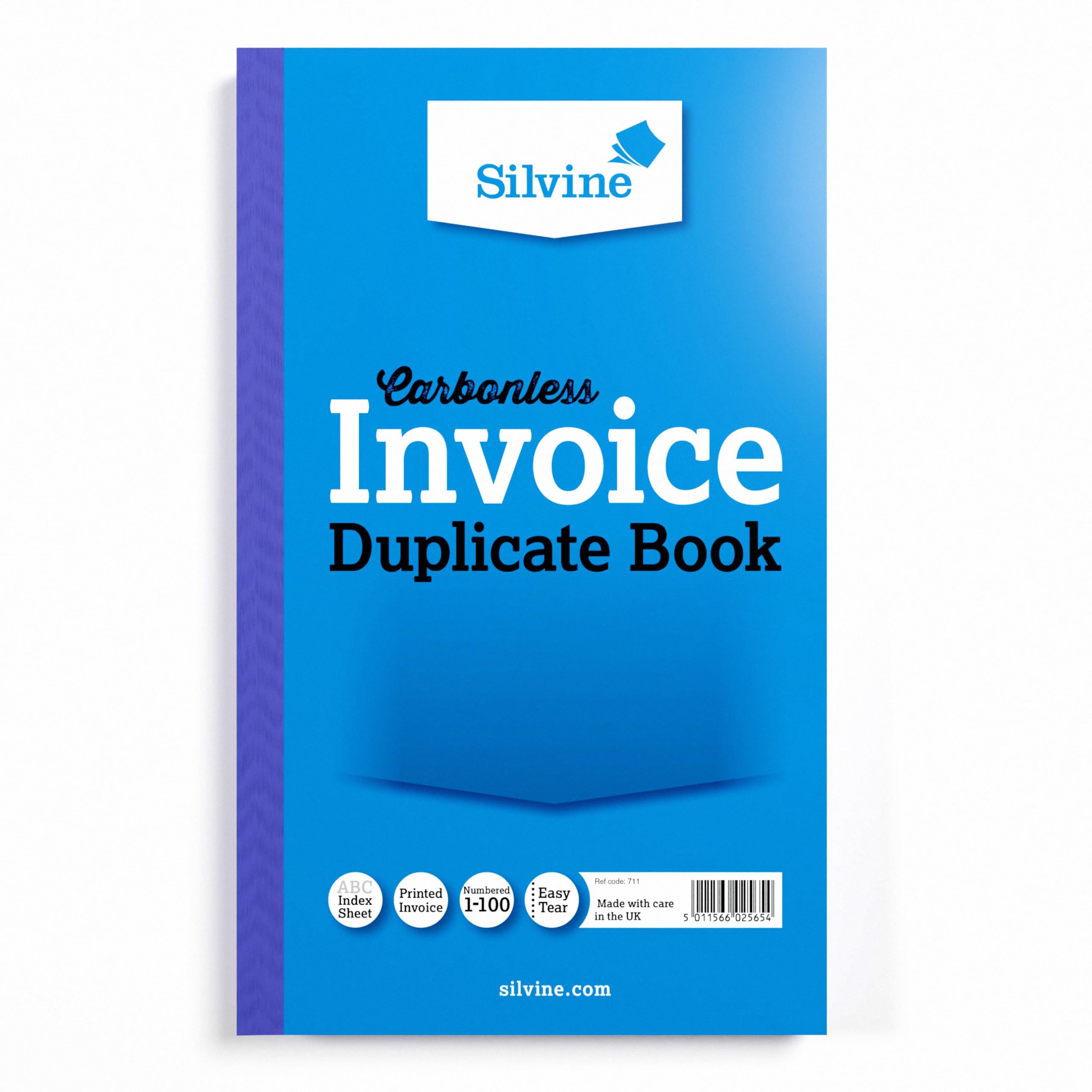 Silvine Carbonless Duplicate Invoice Book - Numbered 1-100 | 8x5 Inches | Model 711