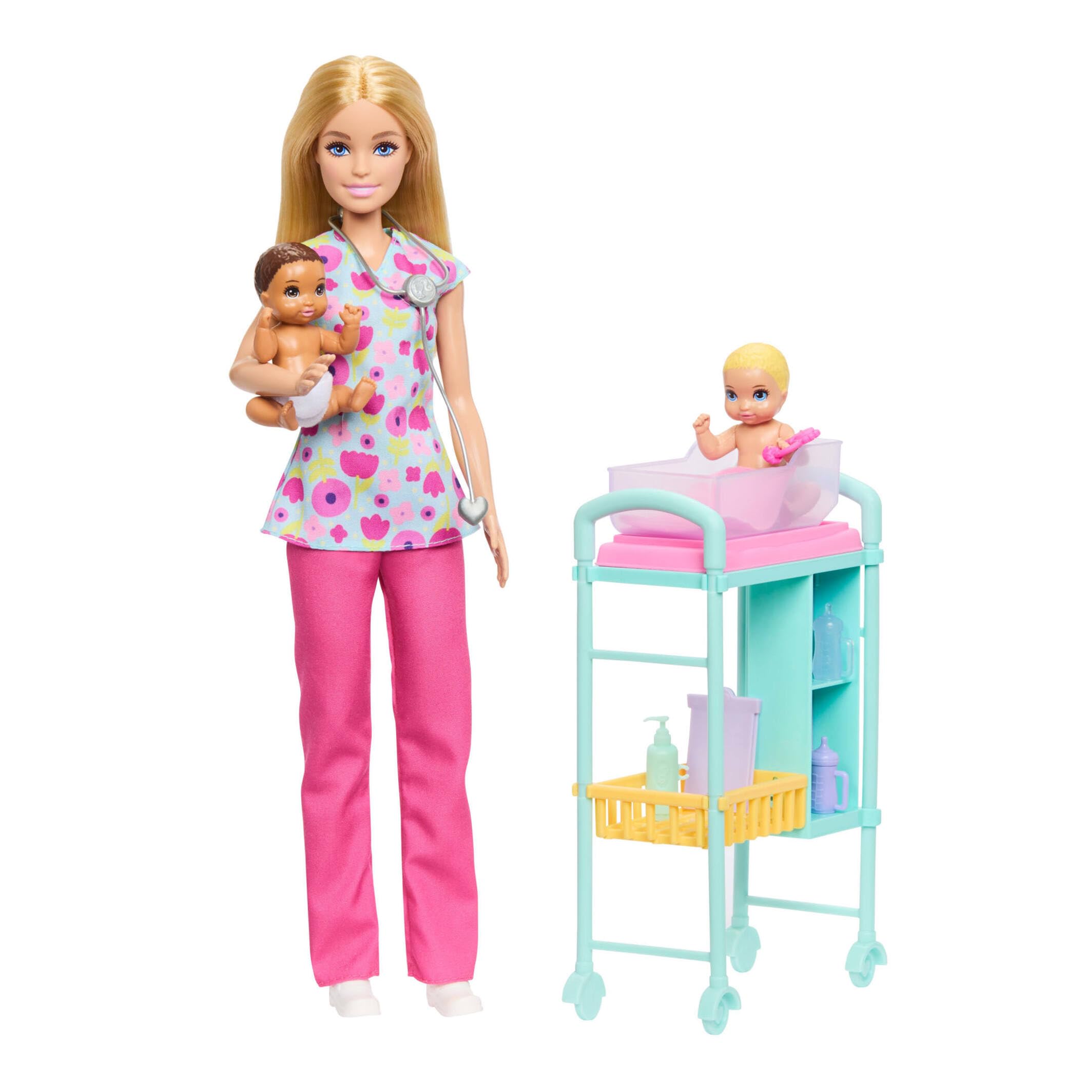 Barbie Careers Baby Doctor Playset with Blonde Doll, 2 Baby Patients | Ages 3+