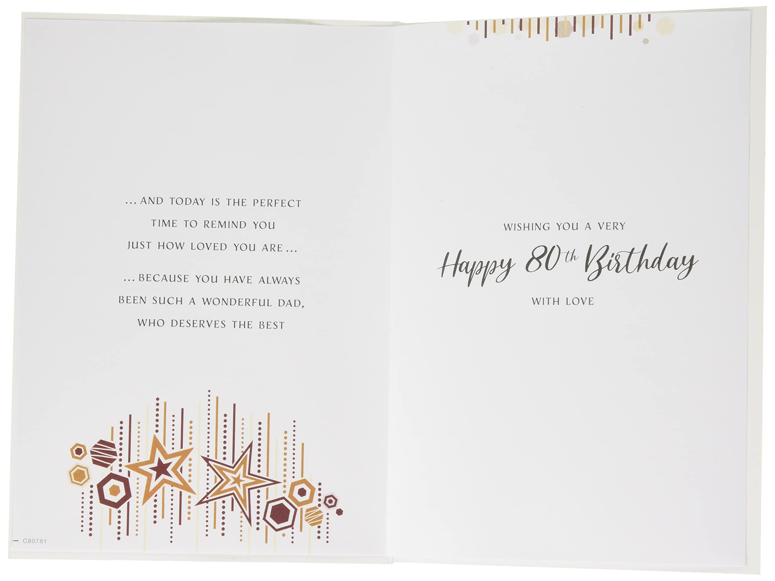 Piccadilly Greetings Regal Publishing Age 80 Dad Birthday Card | 9 x 6 inches | Metallic 2
