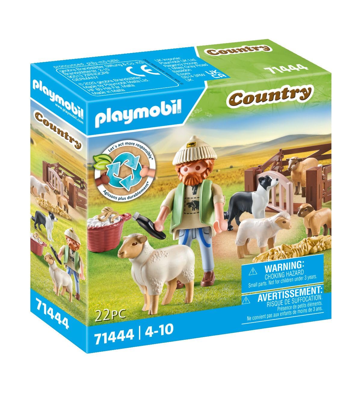 Playmobil 71444 Country: Young Shepherd with Flock of Sheep and Border Collie - Farm Playset for Kids 4+ 9