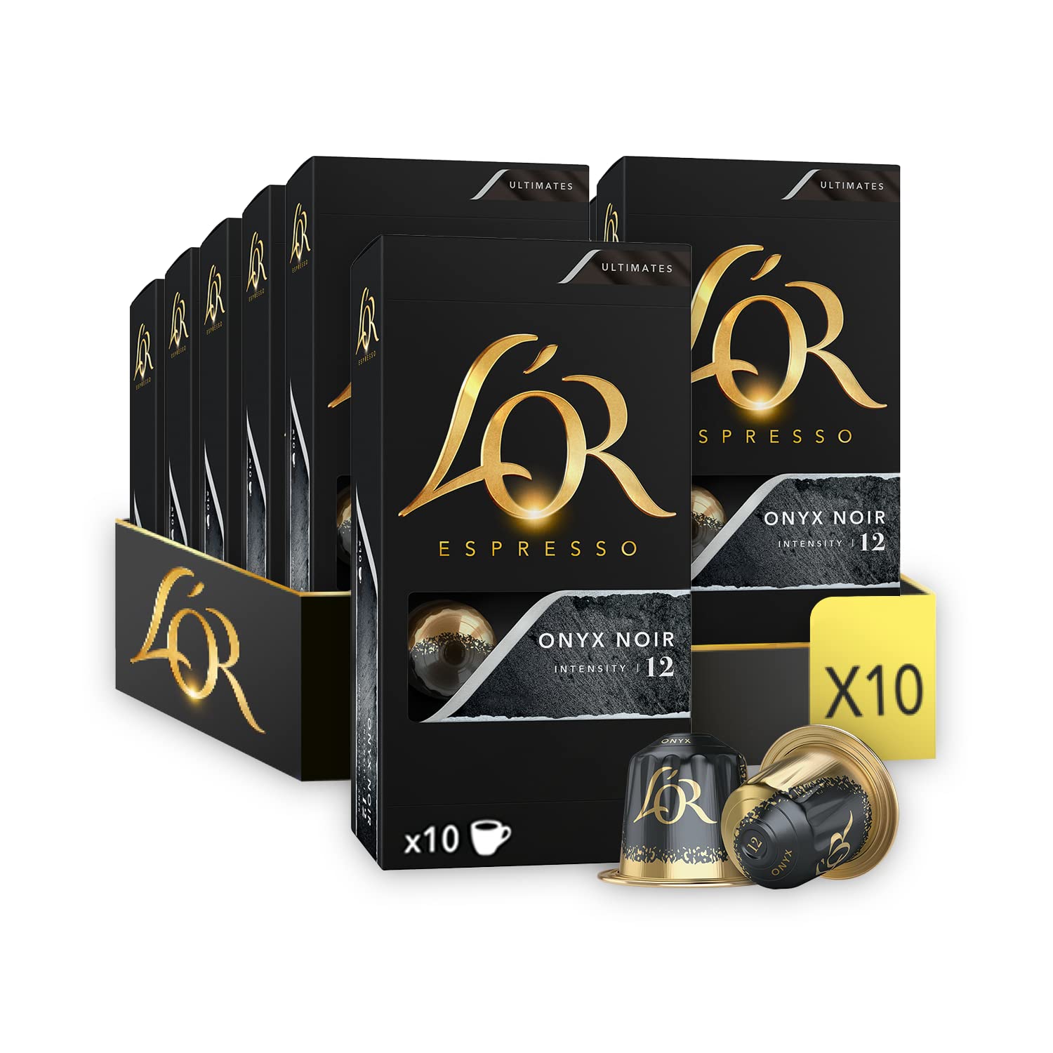 L'OR Espresso Onyx Coffee Pods x10 - Intensity 12 (Pack of 10, 100 Capsules)