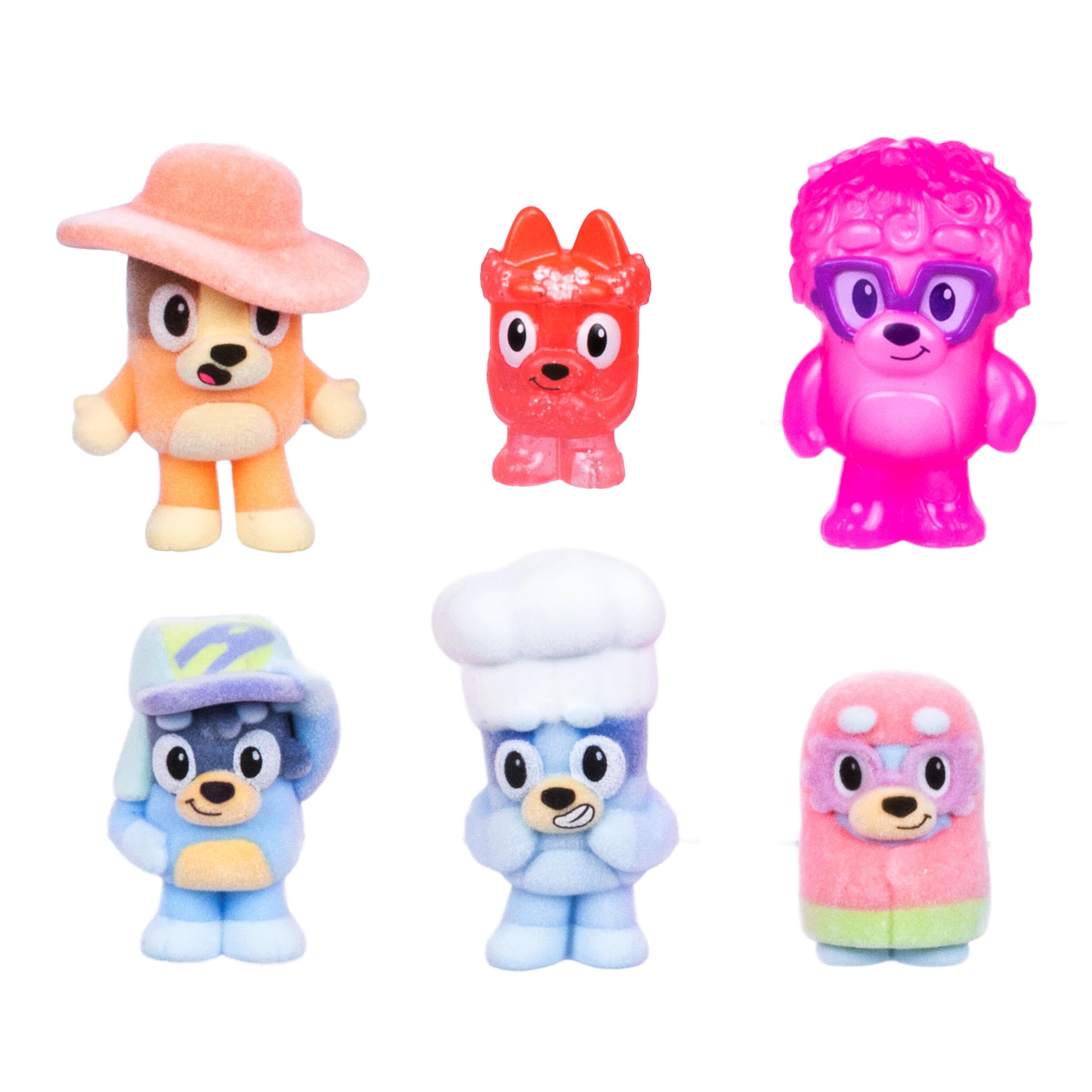 Bluey Fuzzies Friends & Family Pack - 6 Surprise Collectible Mini-Figures | Flocked Texture