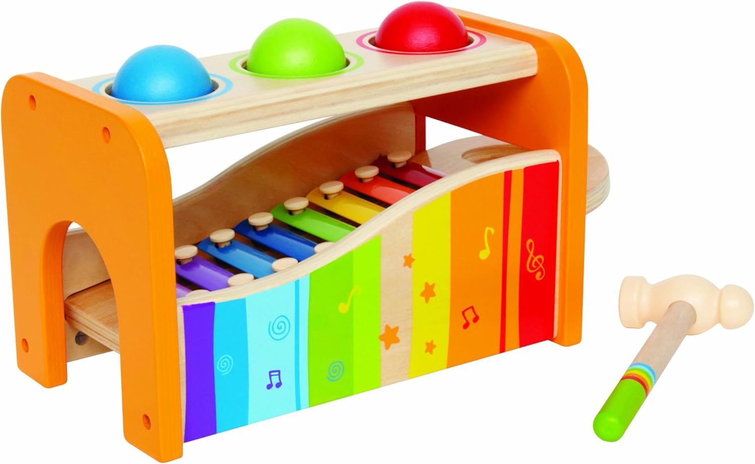 Hape Pound & Tap Bench with Slide-Out Xylophone - Musical Learning Toy for Toddlers 12M+
