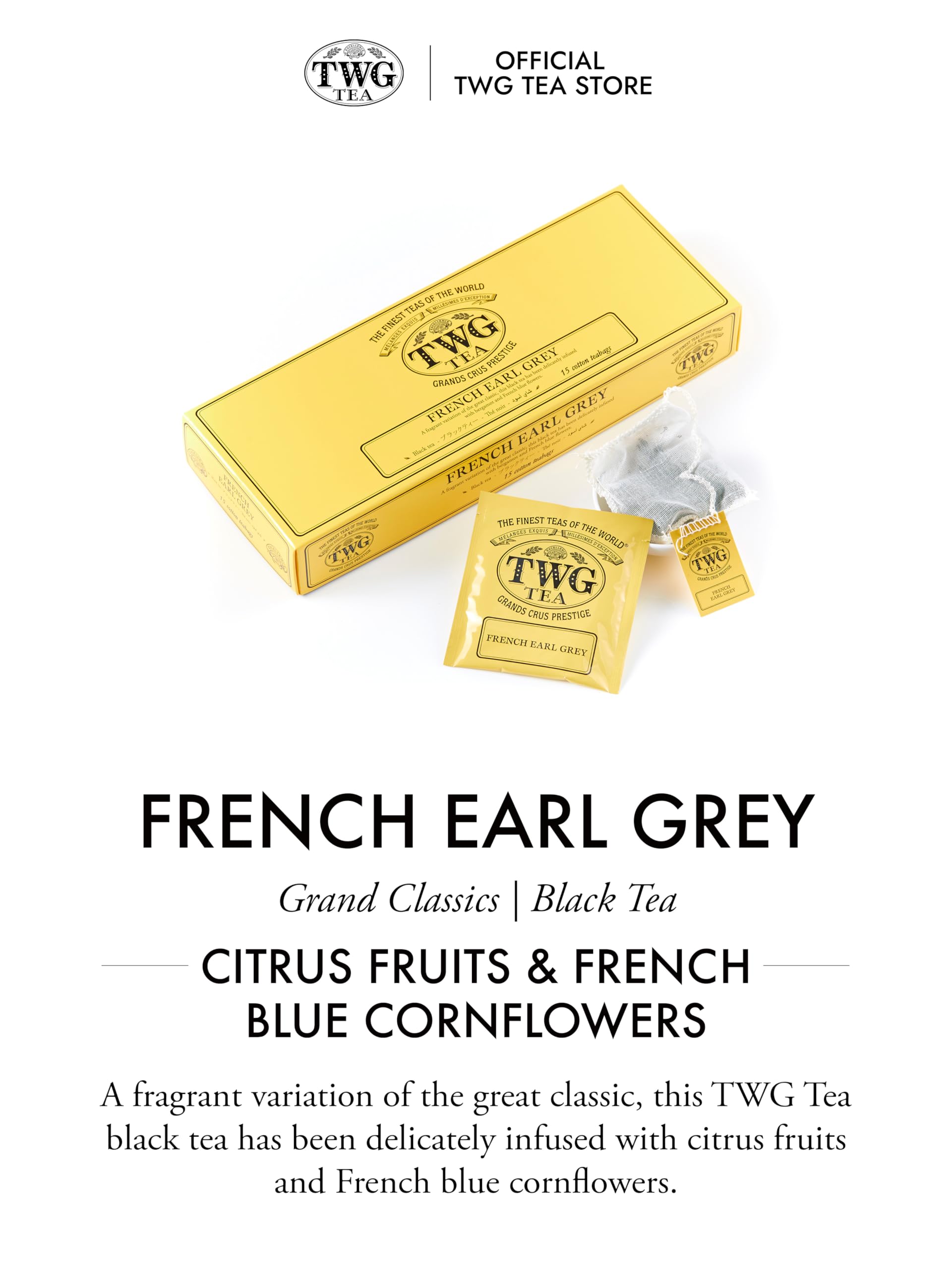 TWG Tea French Earl Grey Black Tea with Citrus Fruits & Blue Cornflowers 8