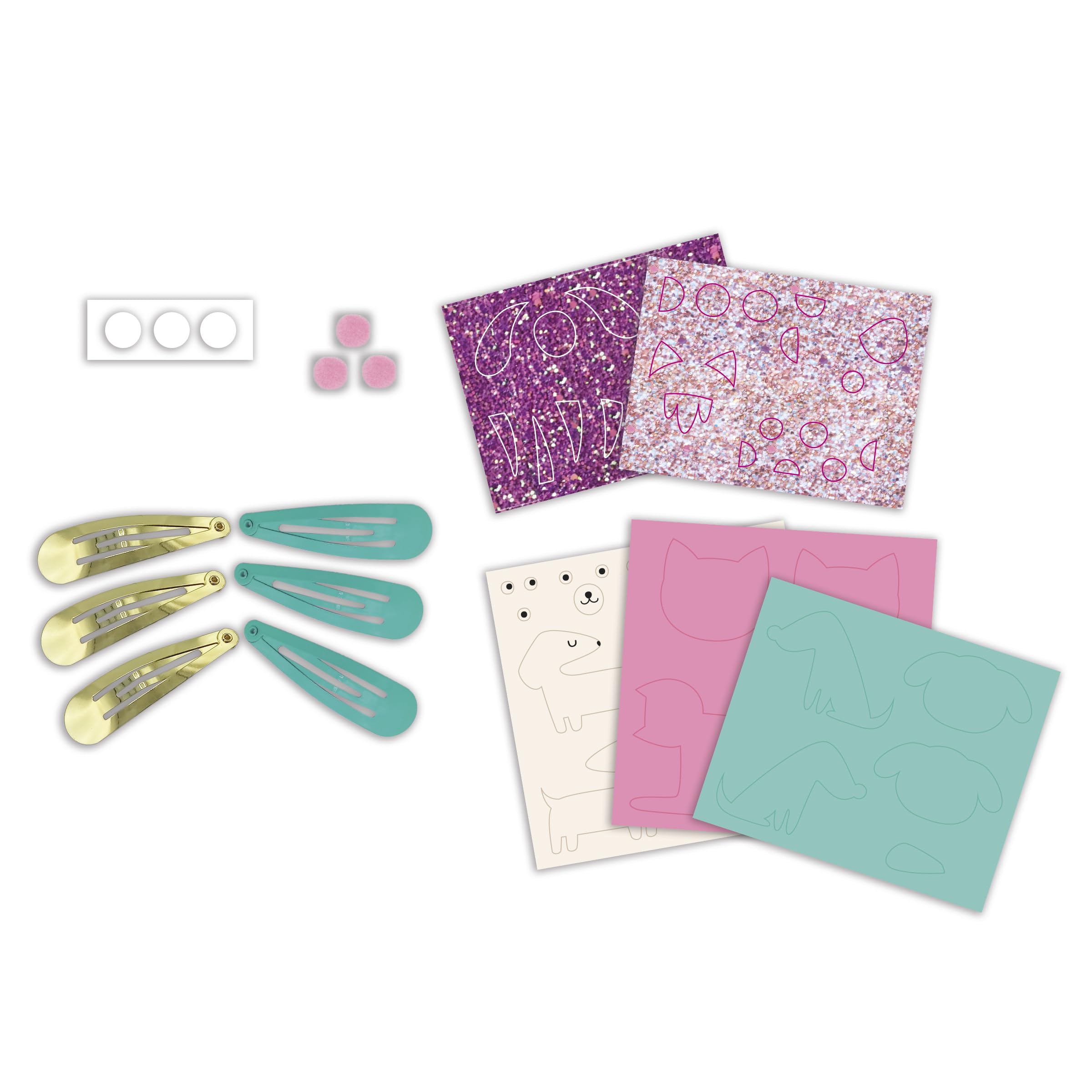 Janod J09181 - Set of 6 DIY Hair Clips Craft Kit - Cat & Dog Designs - Ages 5-10 5