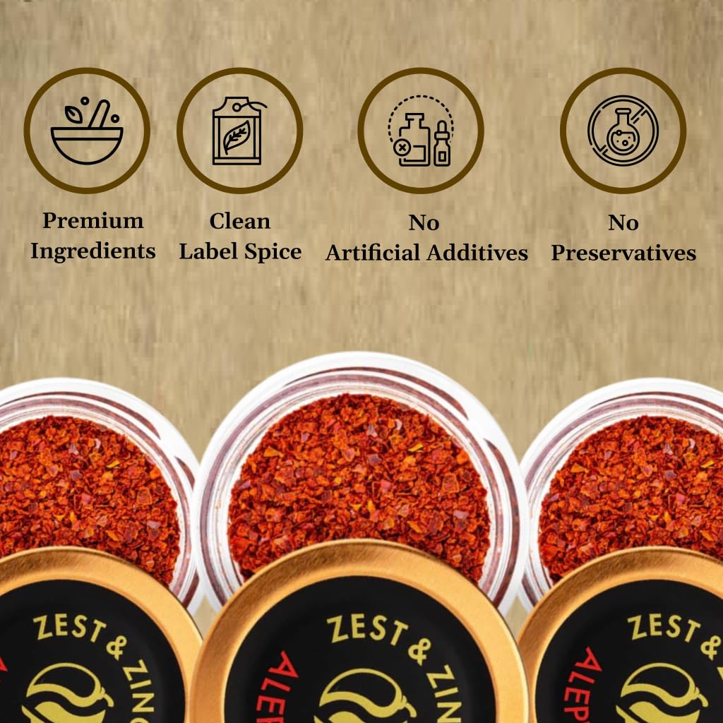 Zest & Zing Aleppo Pepper Chilli Flakes - Rich Flavour with Gentle Warmth | 18g Jar 2