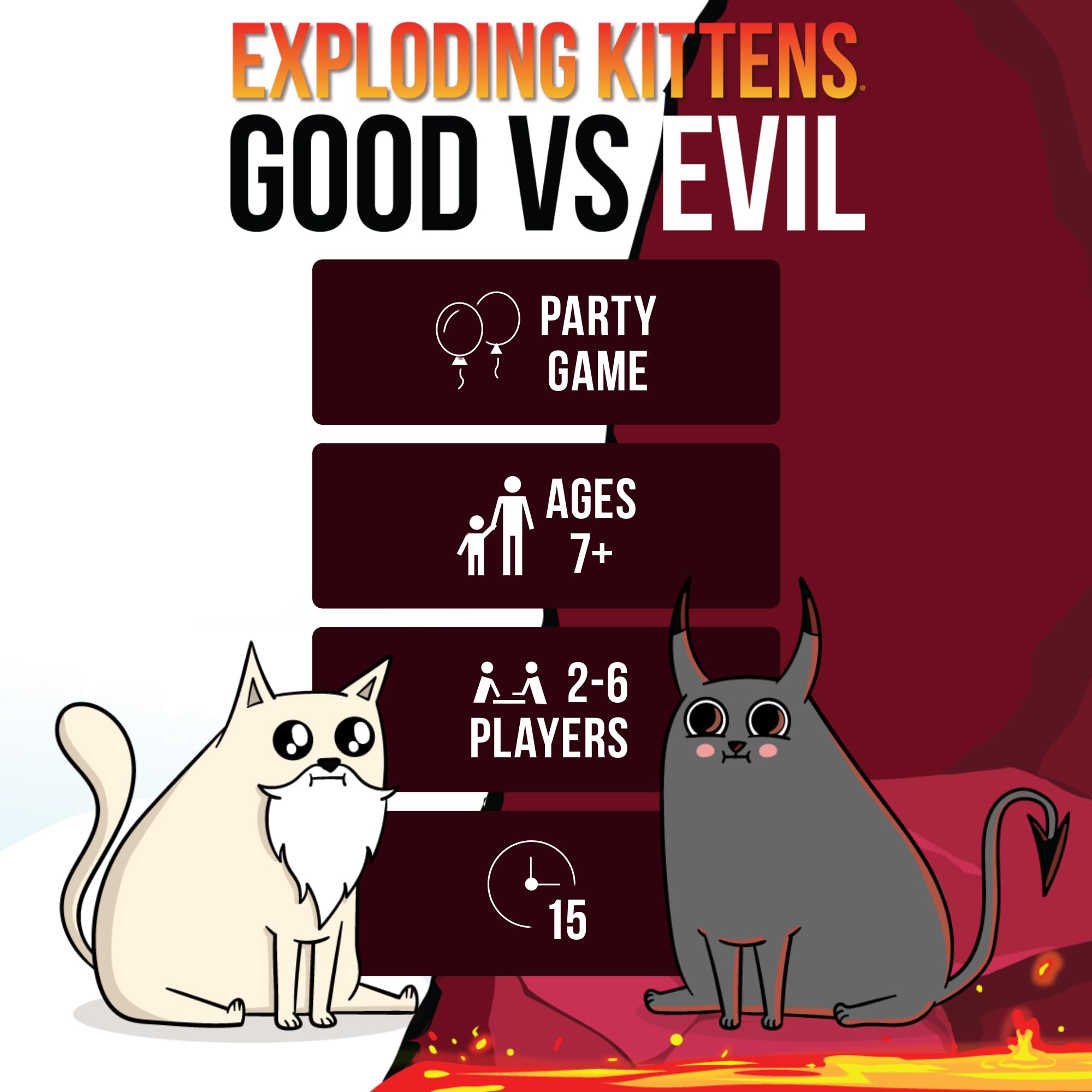 Exploding Kittens Good vs. Evil Card Game - 2-5 Players - Ages 7+ - Based on Netflix Series