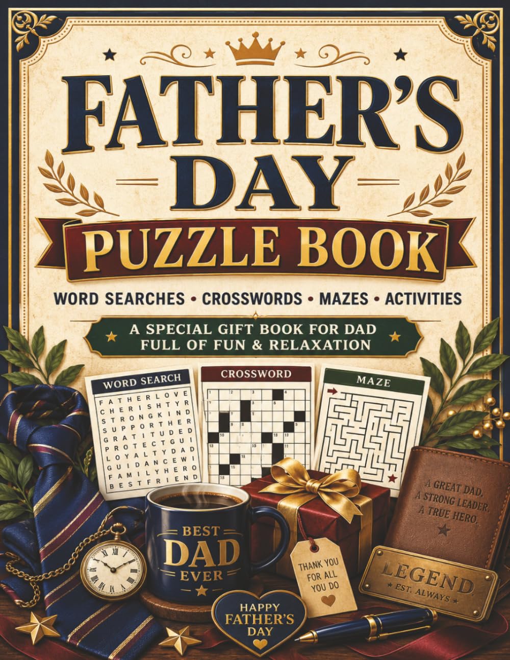 Amine Achbani Dad's Puzzle Book - 100+ Challenging Activities for Father's Day Gift | Paperback