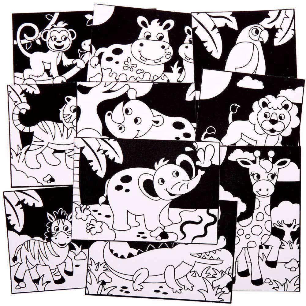 Baker Ross Jungle Animal Fuzzy Art Pictures - Pack of 10 Assorted Designs 5