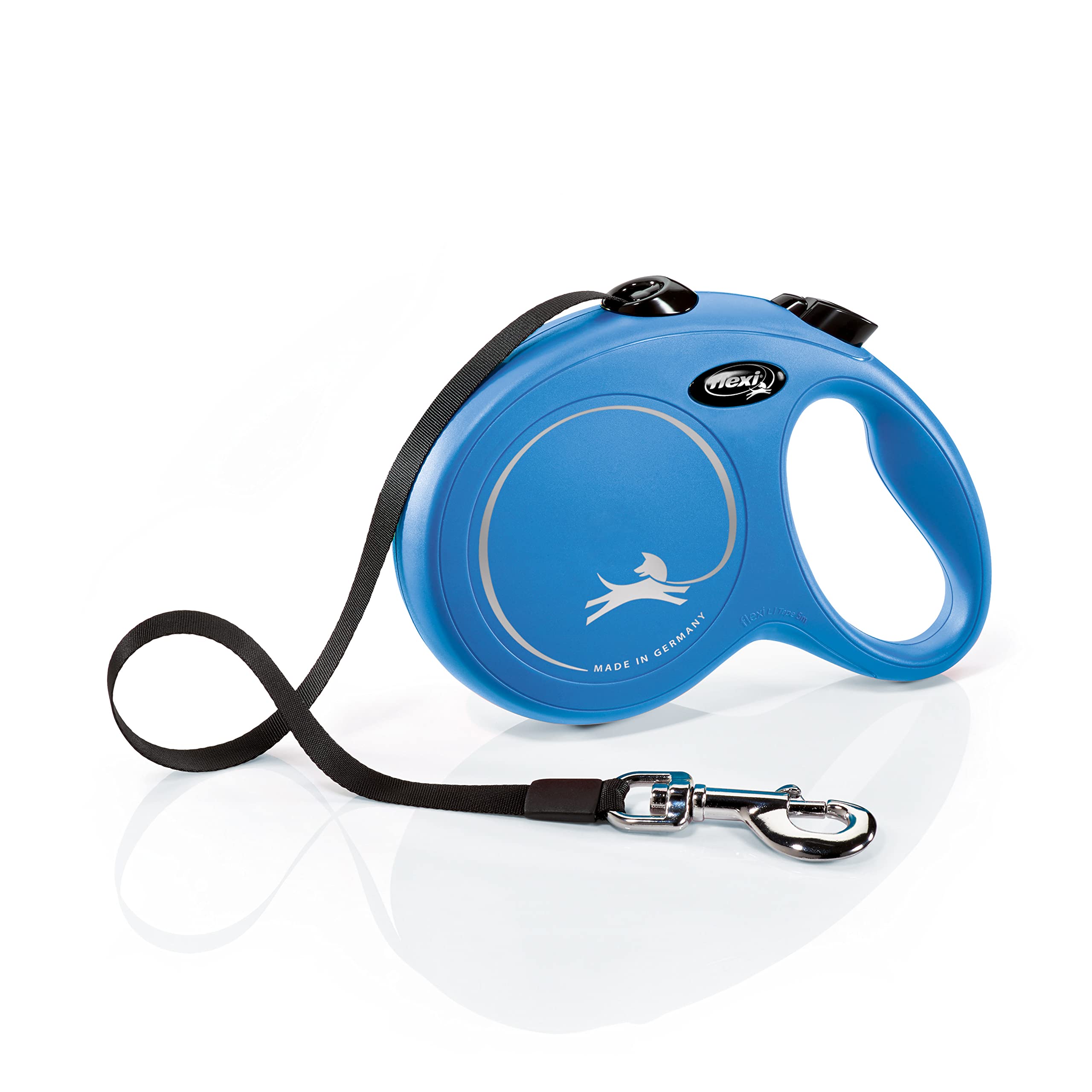 flexi New Classic Retractable Lead - 8m Tape for Dogs up to 50kg | Blue | L Size 1