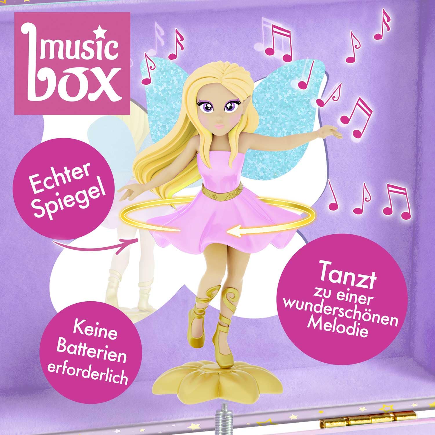 CRAZE Fairy Music Box Jewellery Box for Girls | Lila Color | Mirror & Compartments
