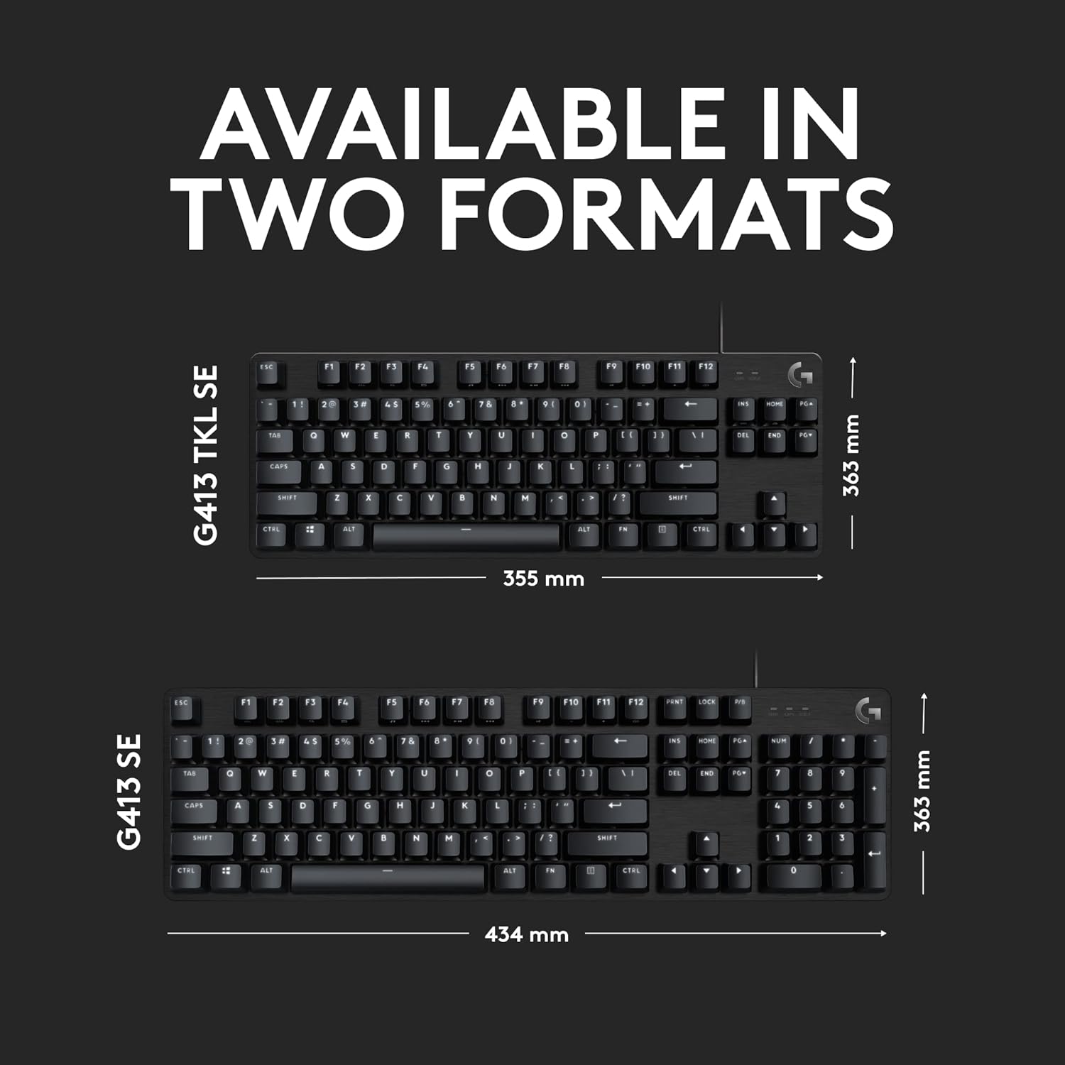 Logitech G413 SE Full-Size Mechanical Gaming Keyboard - Black Backlit Wired Keyboard with Tactile Switches 8