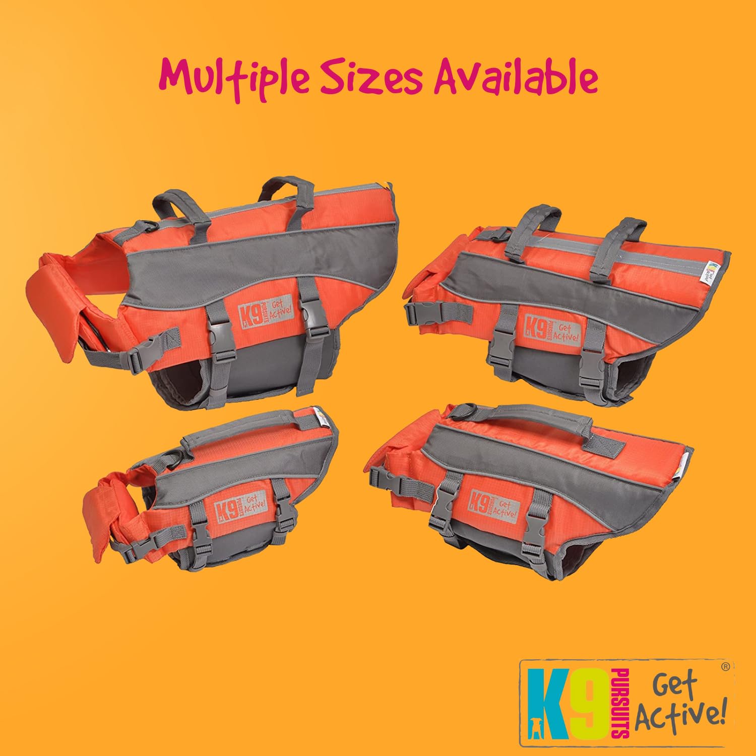 K9 Pursuits High Visibility Life Jacket for Large Dogs | Orange | Adjustable Fit | 25kg-39kg 3