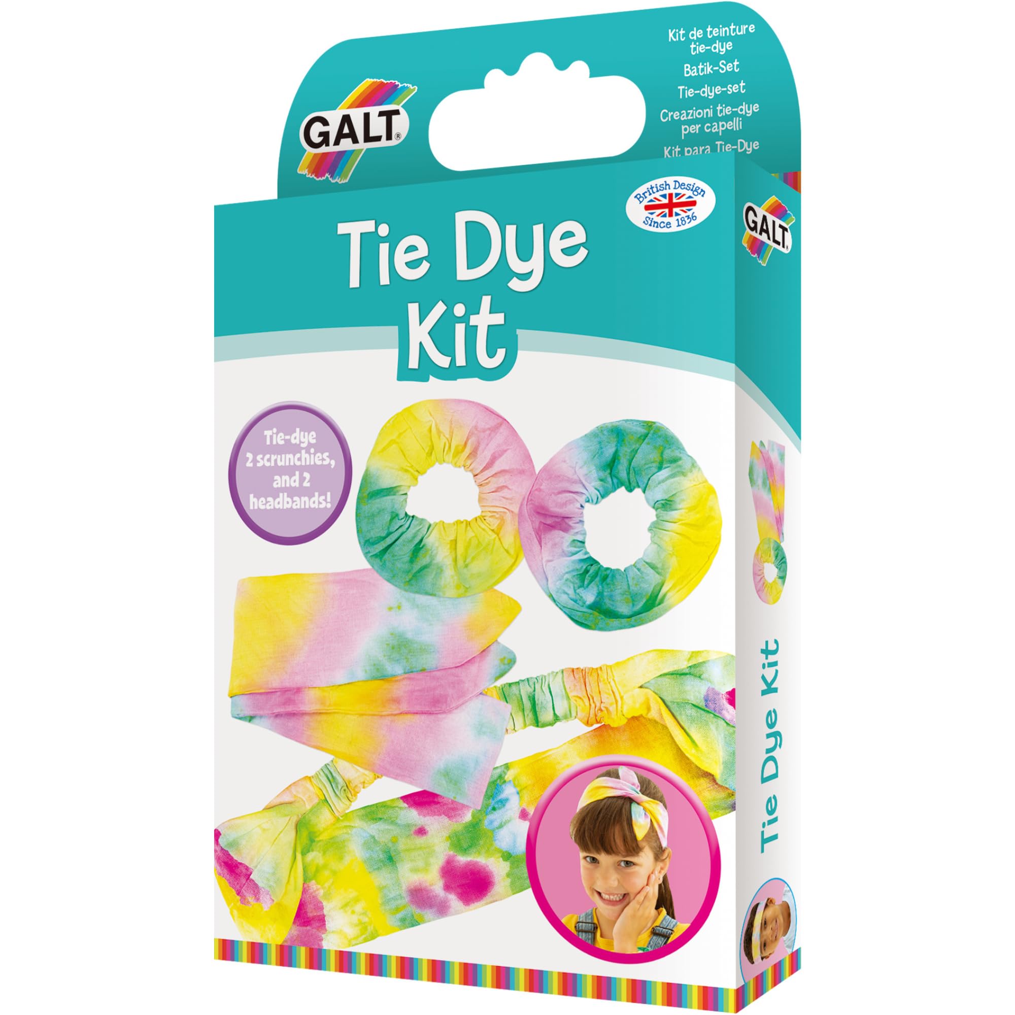 Galt Tie Dye Kit for Kids - Fashion Craft Set with 4 Hair Accessories | Ages 5+ 6