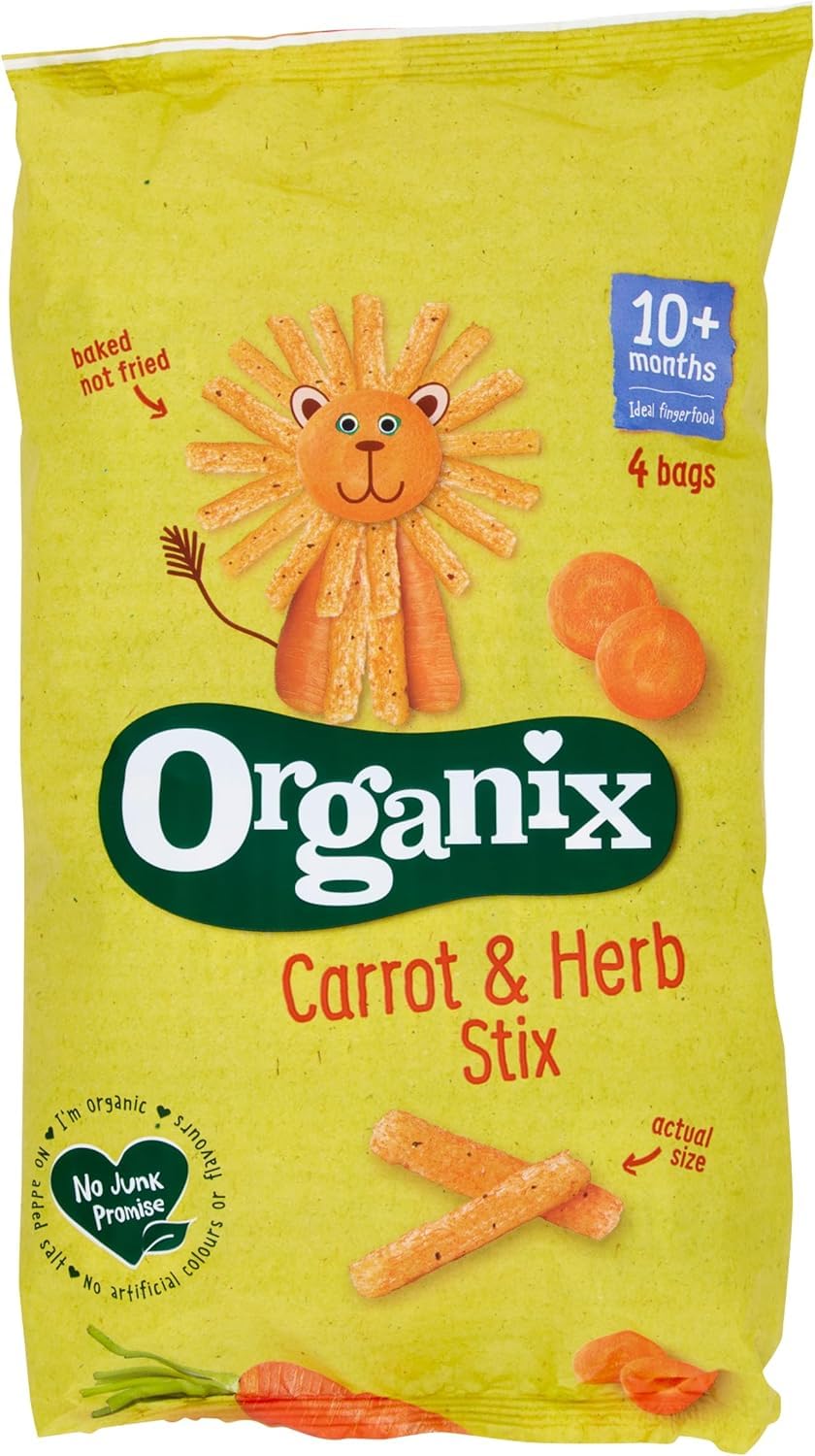 Organix Carrot & Herb Stix Organic Finger Food Snack for Toddlers 10+ Months, 3 Packs (4 x 15g Each) 6