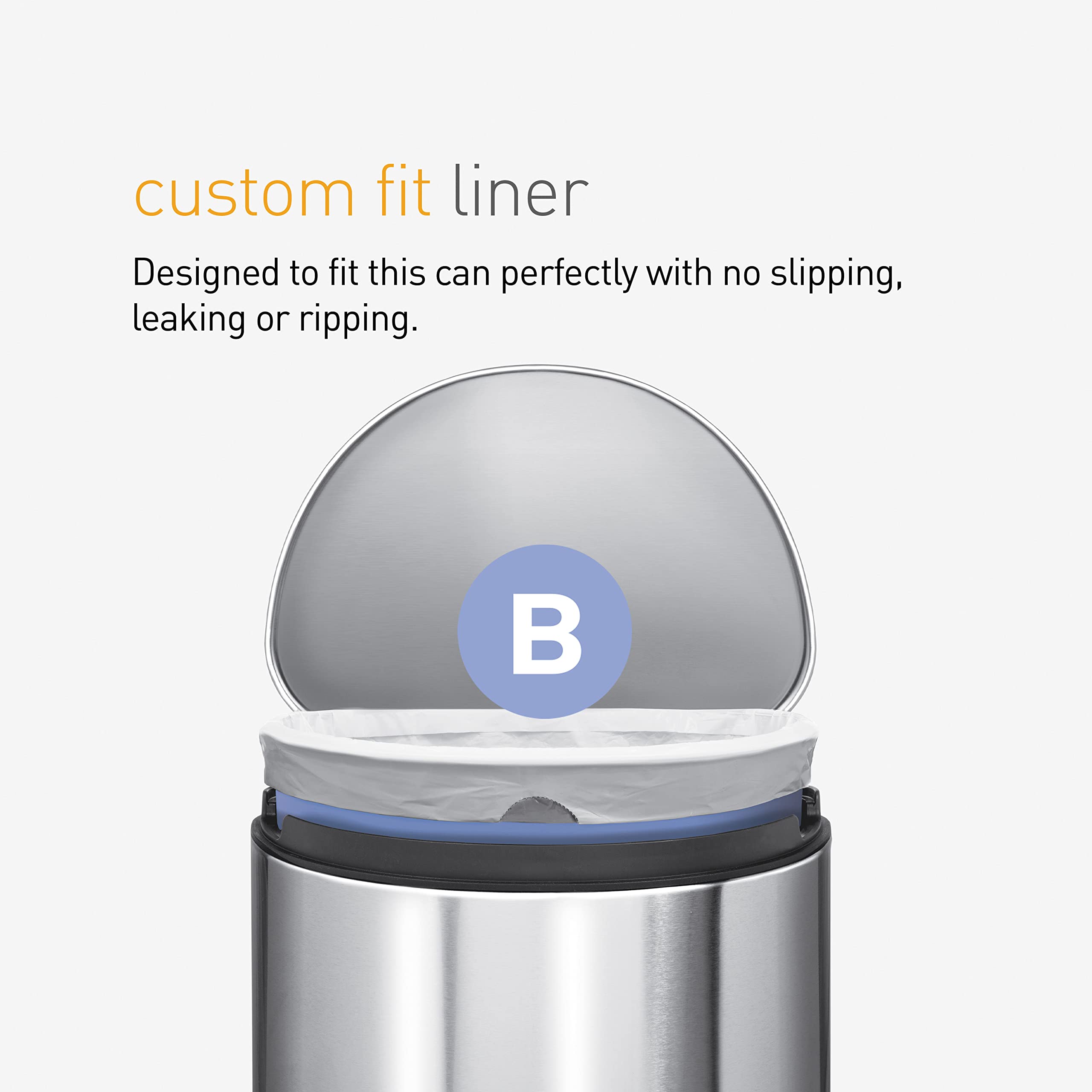 simplehuman CW0251 Code B Custom Fit Bin Liner Bulk Pack, White (3 Packs of 30, 90 Total Liners) 5