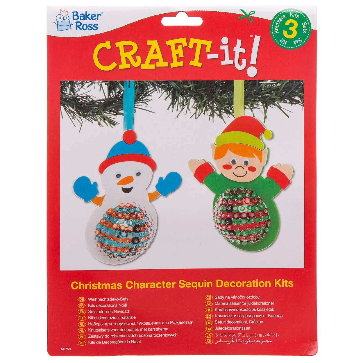 Baker Ross Christmas Character Bauble Decoration Kits – Pack of 3, Ages 5+ 4