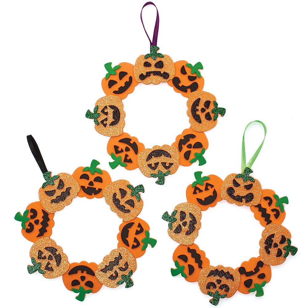 Baker Ross FX251 Pumpkin Mix and Match Wreath Kits - Pack of 3, Halloween Craft Kit 4