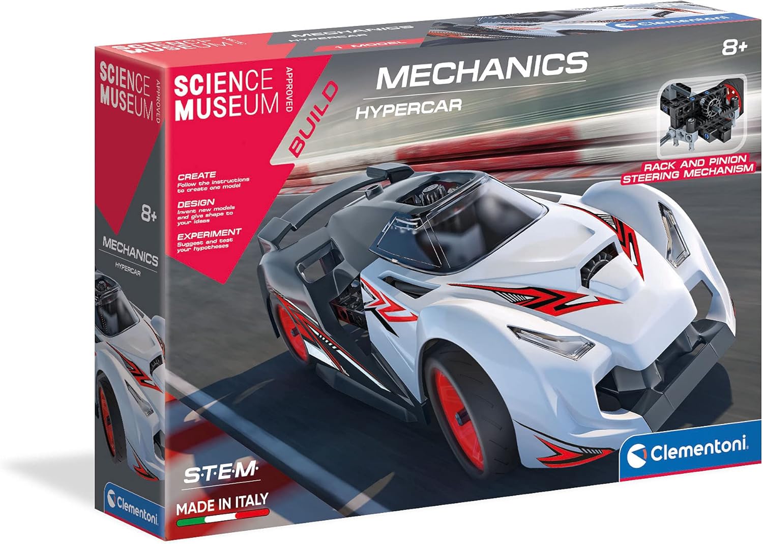 Clementoni Science Museum Mechanics Hypercar Kit - Educational Building Set for Kids 8+