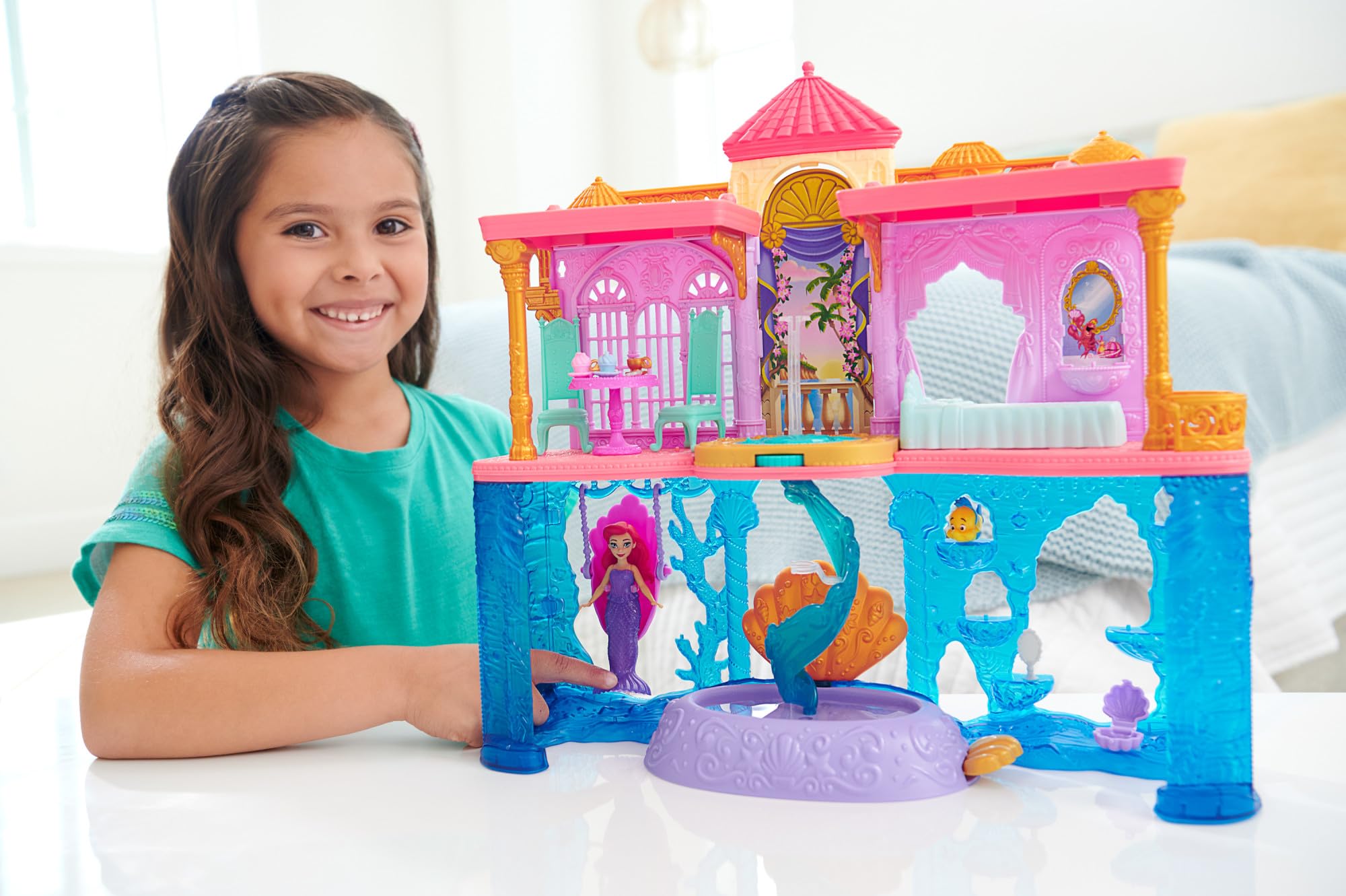 Disney Princess Ariel Stackable Castle Doll House Playset with Doll & Flounder Figure 8