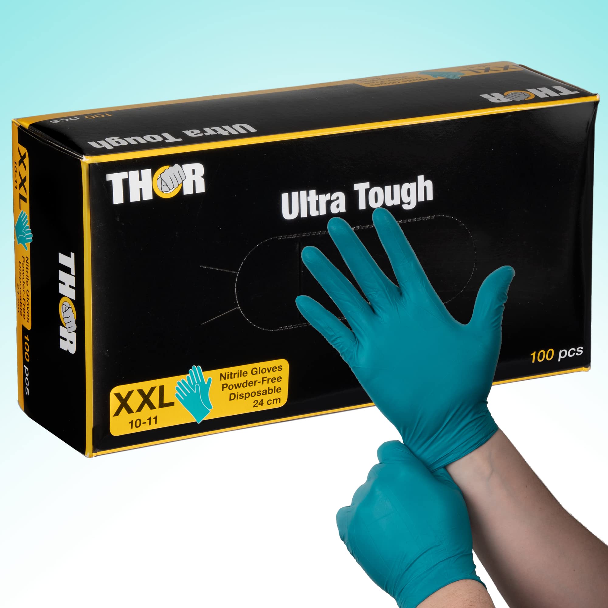 ABENA Nitrile XXL Green Disposable Gloves - Pack of 100 | Puncture Proof
