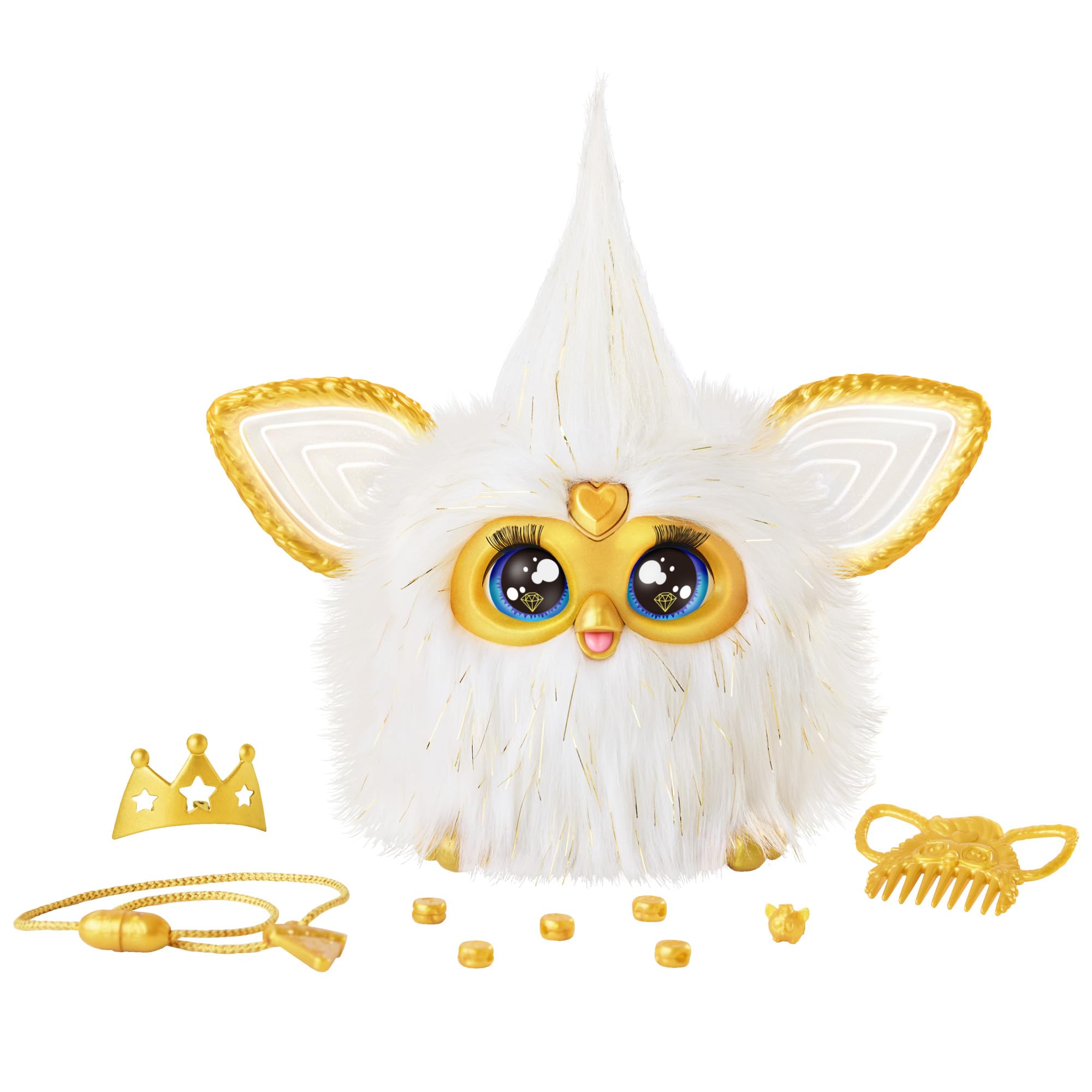 Furby Gold Glam Interactive Plush Toy - Voice-Activated Singing & Dancing Pet with Lights, Ages 6+