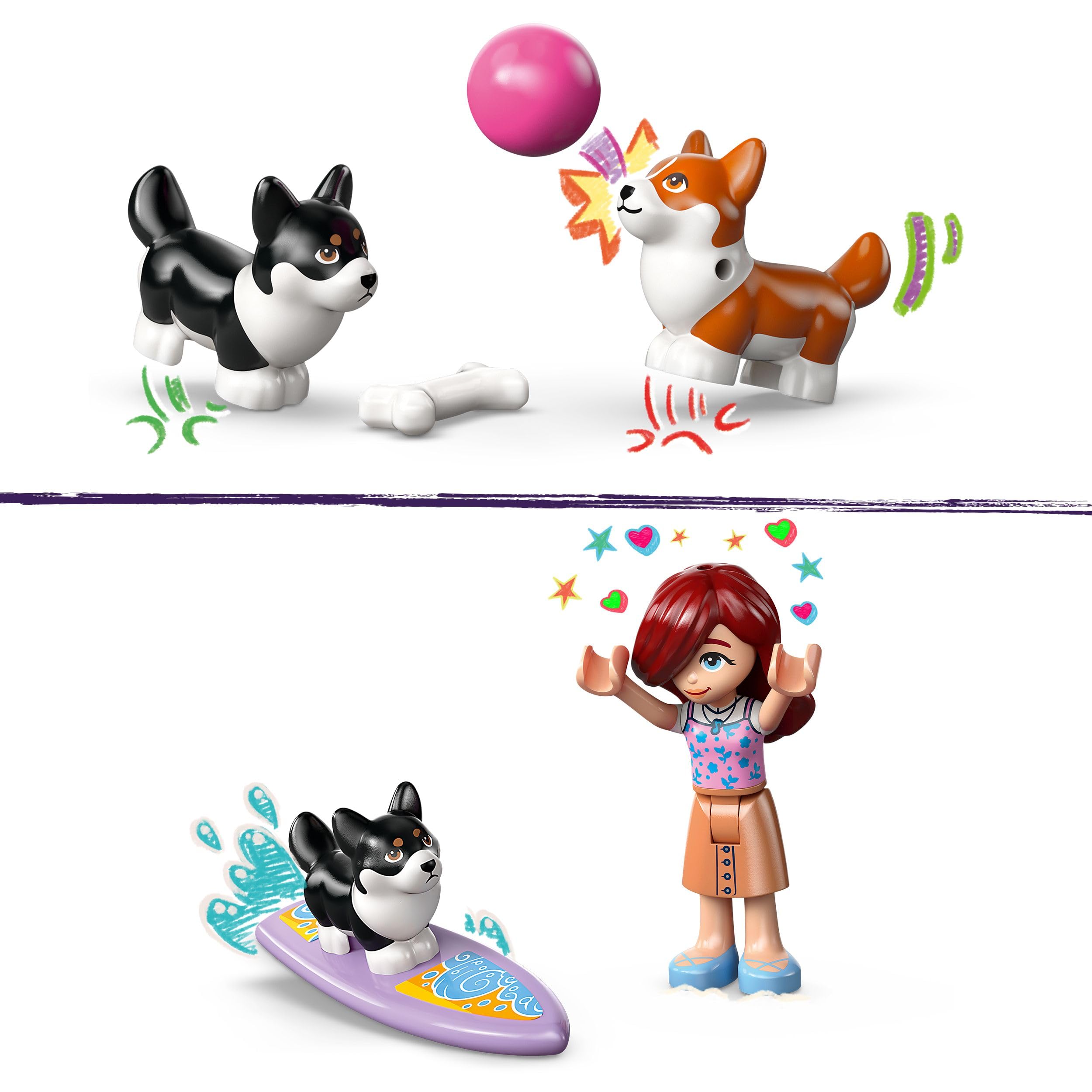 LEGO Friends Surfing Dogs and Scooter Adventure Set - Building Toy with Mini Dolls and Vehicles for Ages 6+