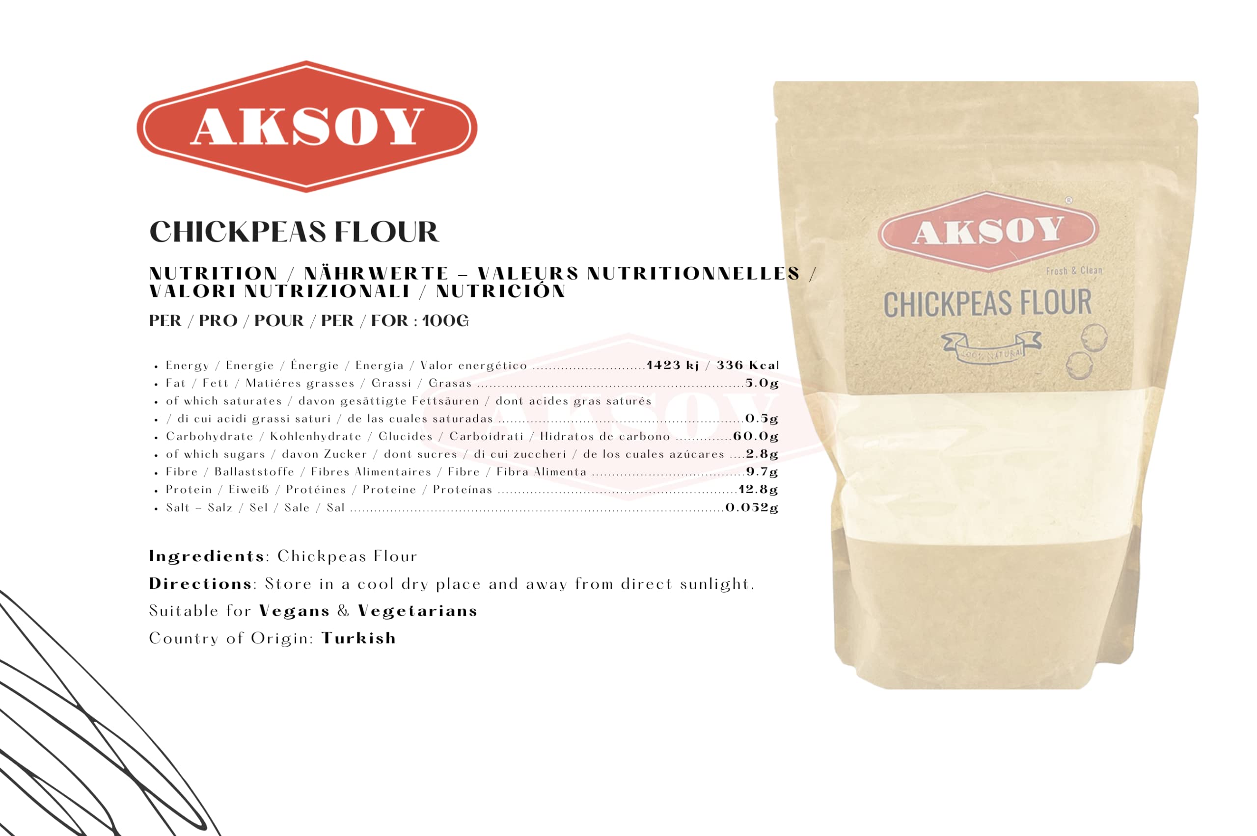 Aksoy Chickpeas Flour 1150gr | High Protein, Gluten-Free Baking & Cooking Flour 9