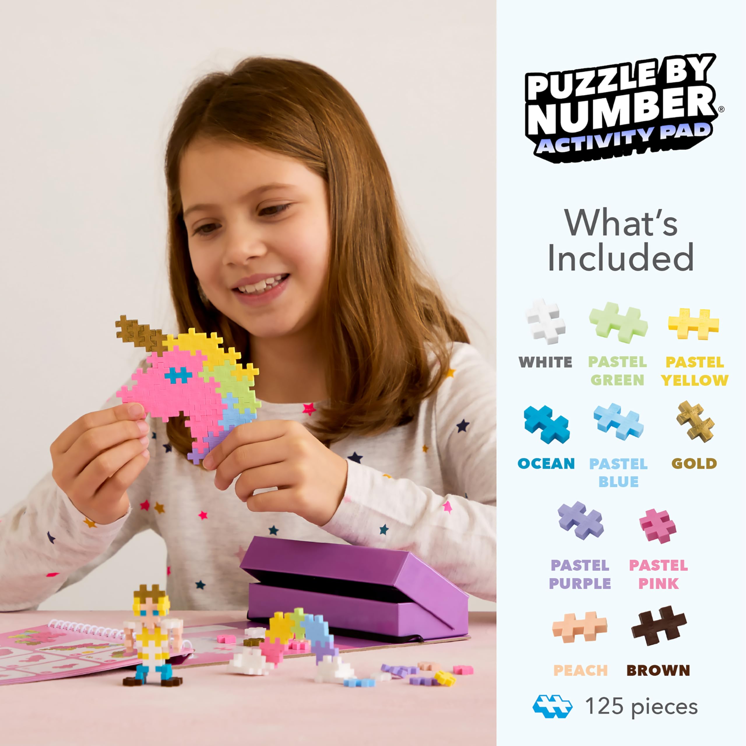 PLUS PLUS Puzzle by Number Activity Pad - 125-Piece Travel Building Set for Kids 5+ 5