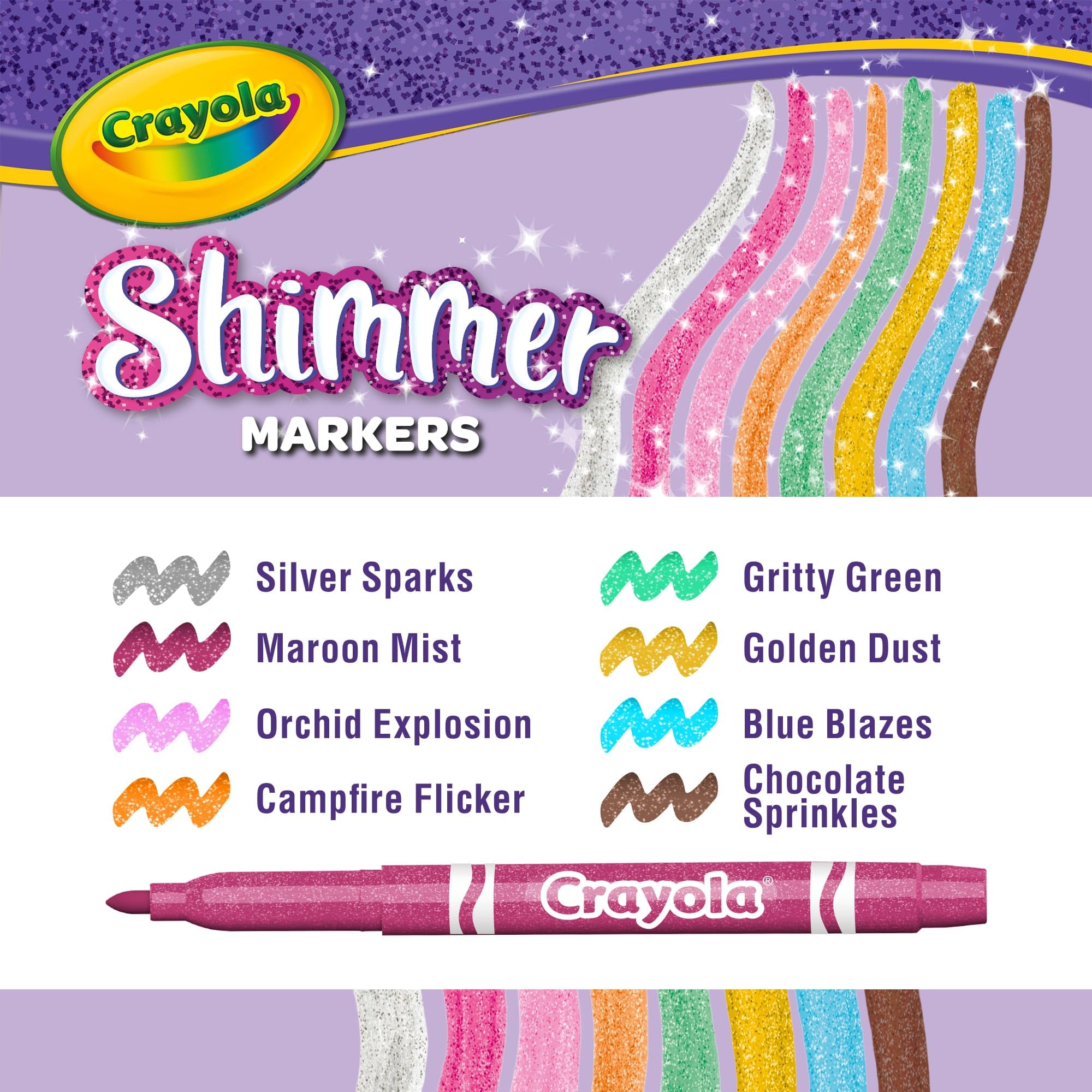 CRAYOLA - Shimmer Markers (Pack of 8) | Washable, Non-Toxic, Arts & Crafts Coloring Pens