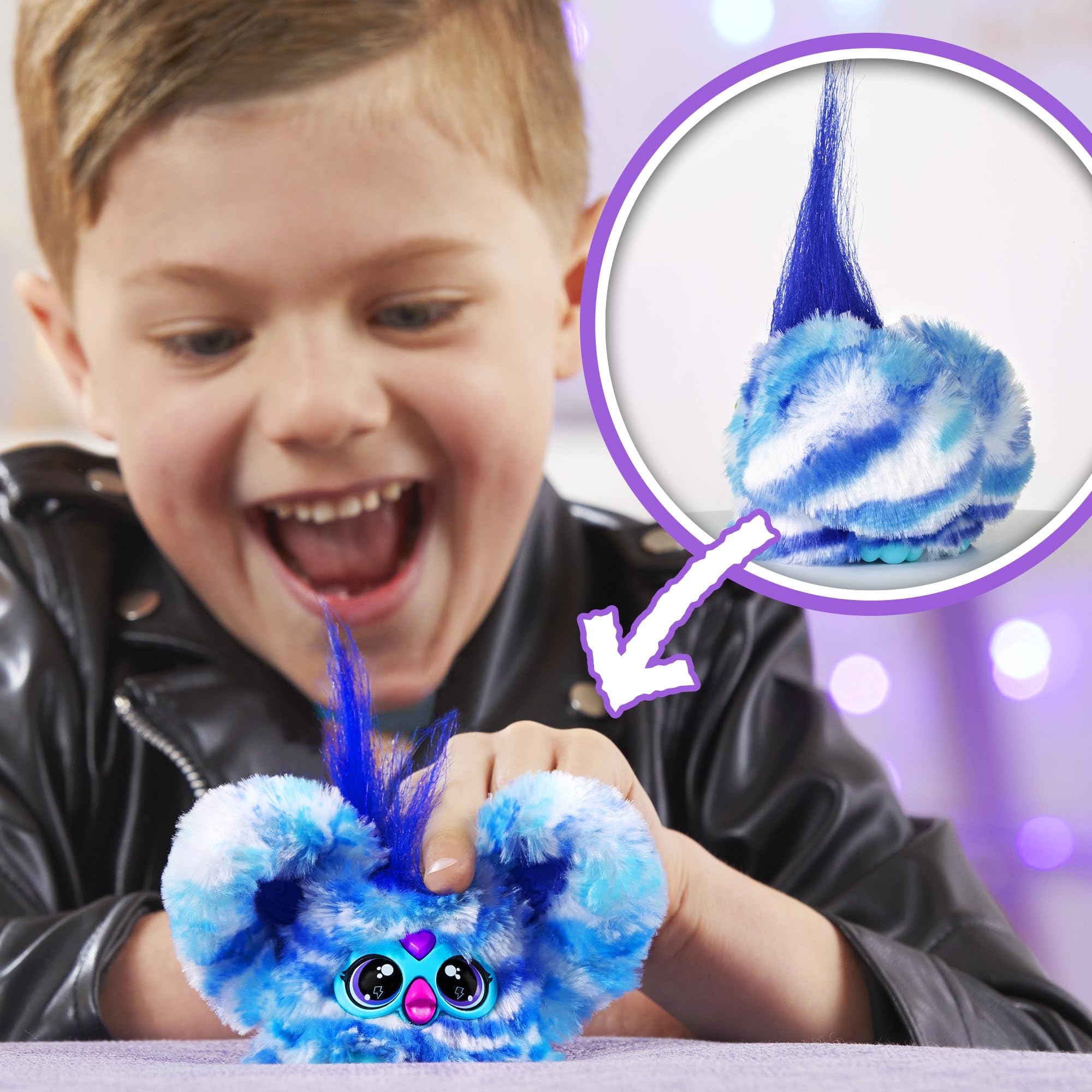 Furby Ooh-Koo Rock 'n' Roll Mini Electronic Plush Toy, Blue 14