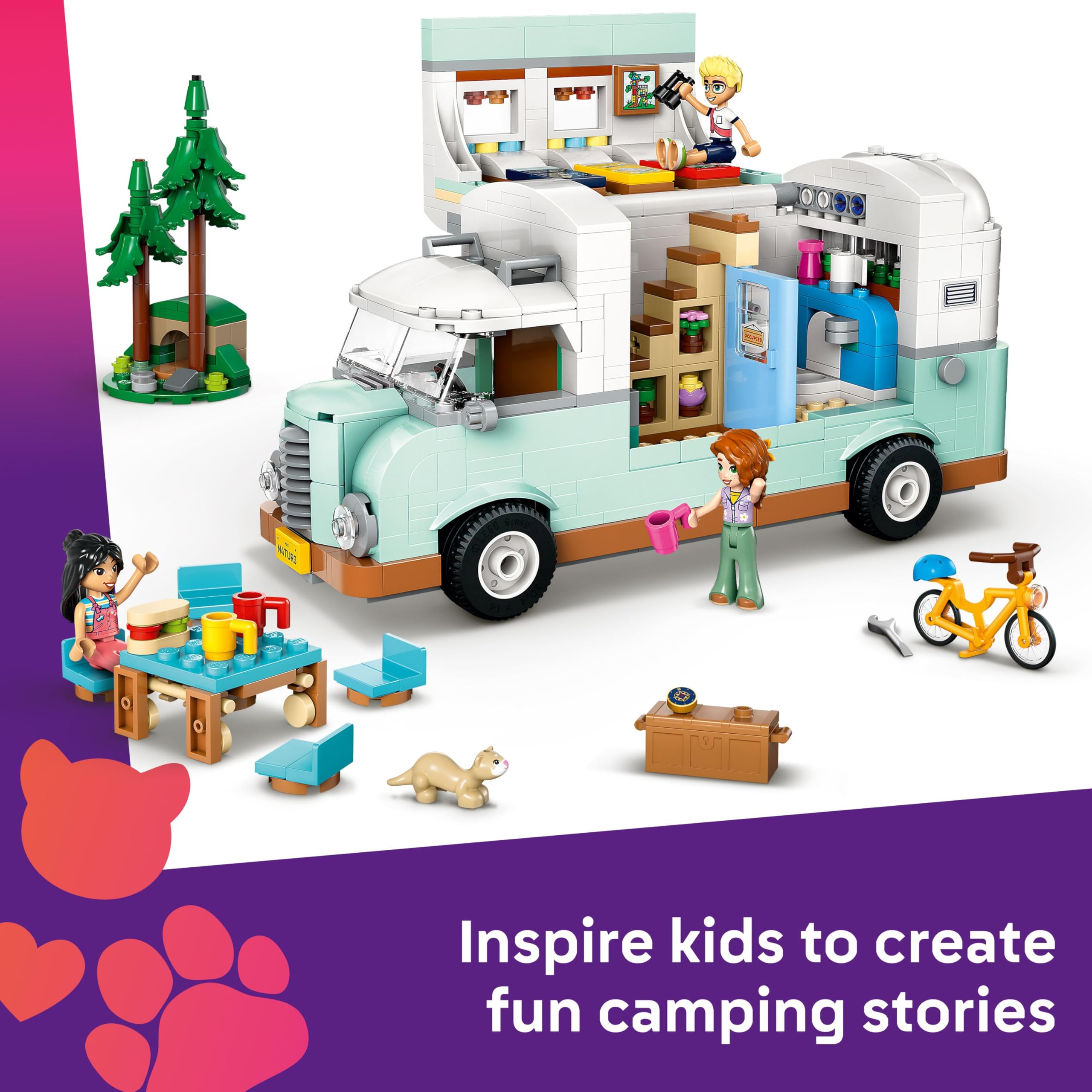 LEGO Friends Friendship Camper Van Adventure Set - Building Toy with Mini Dolls & Accessories for Ages 7+ 3
