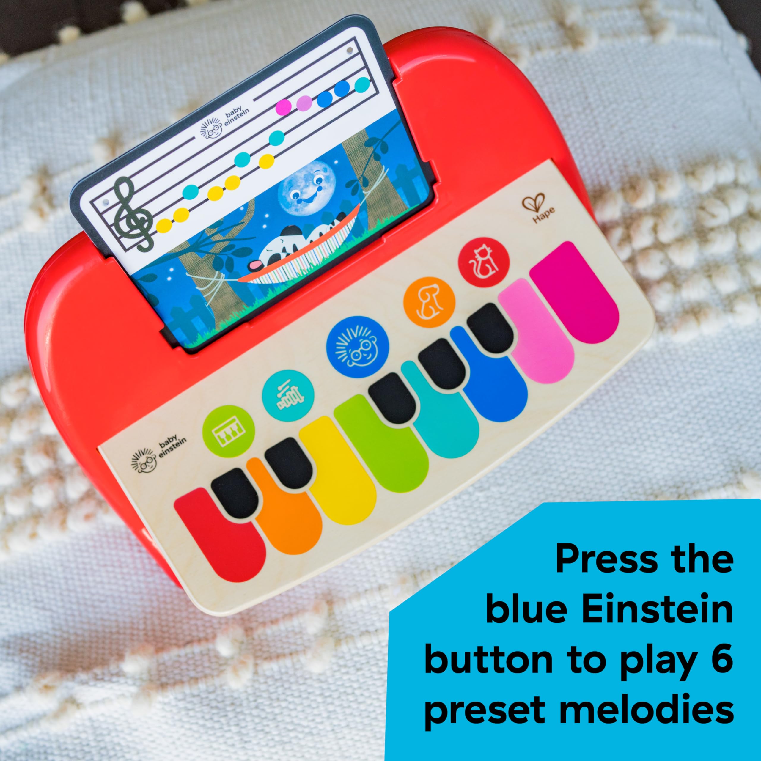 Baby Einstein Hape Cal's First Melodies Magic Touch Piano - Wooden Toy with 3 Sheets & 6 Melodies | Ages 6-36 Months 7