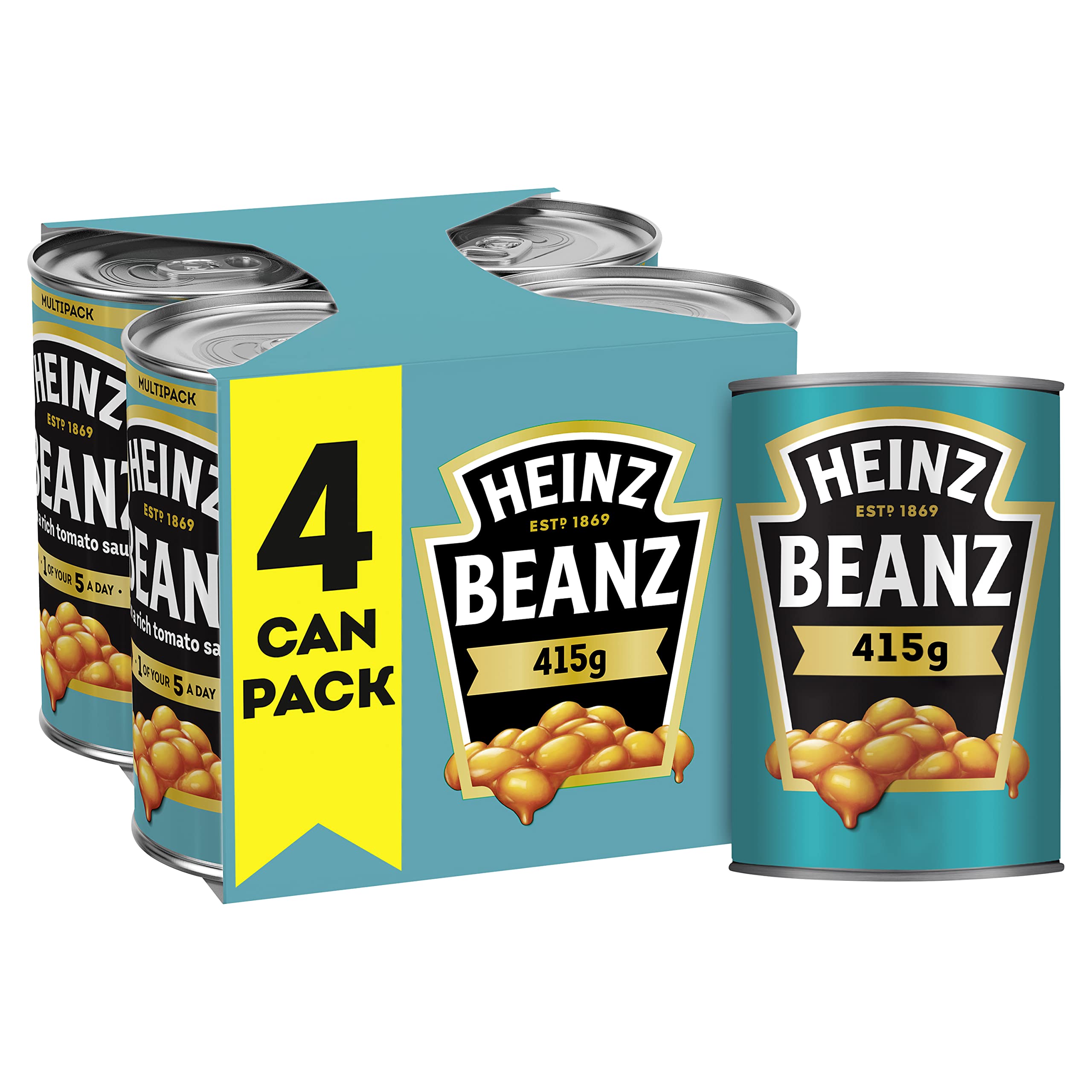 HEINZ Baked Beans - 4 x 415g Cans | High in Protein & Fibre | Vegan & Vegetarian
