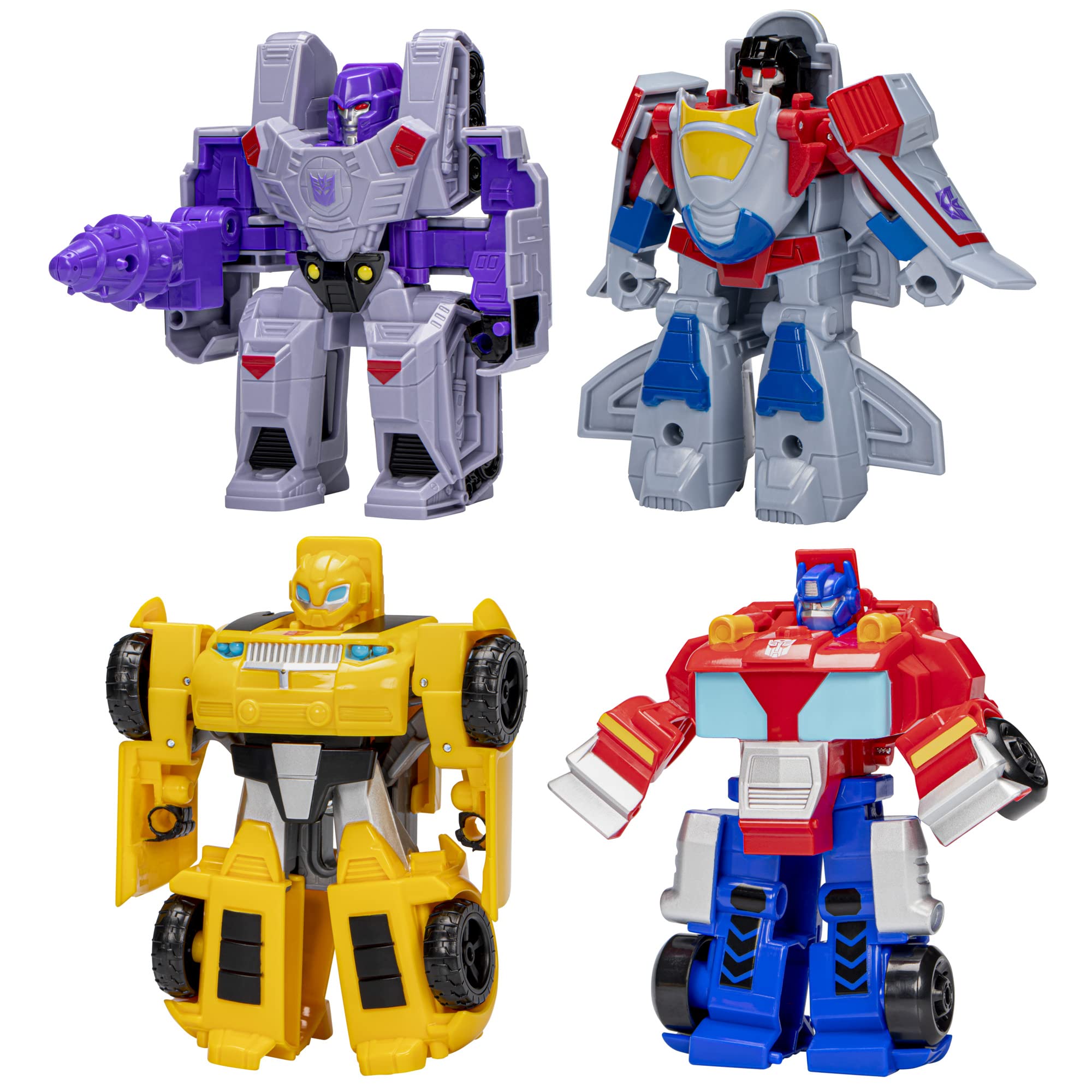 Transformers Heroes vs Villains 4-Pack Action Figures | Optimus Prime, Bumblebee, Megatron, Starscream | 11-cm
